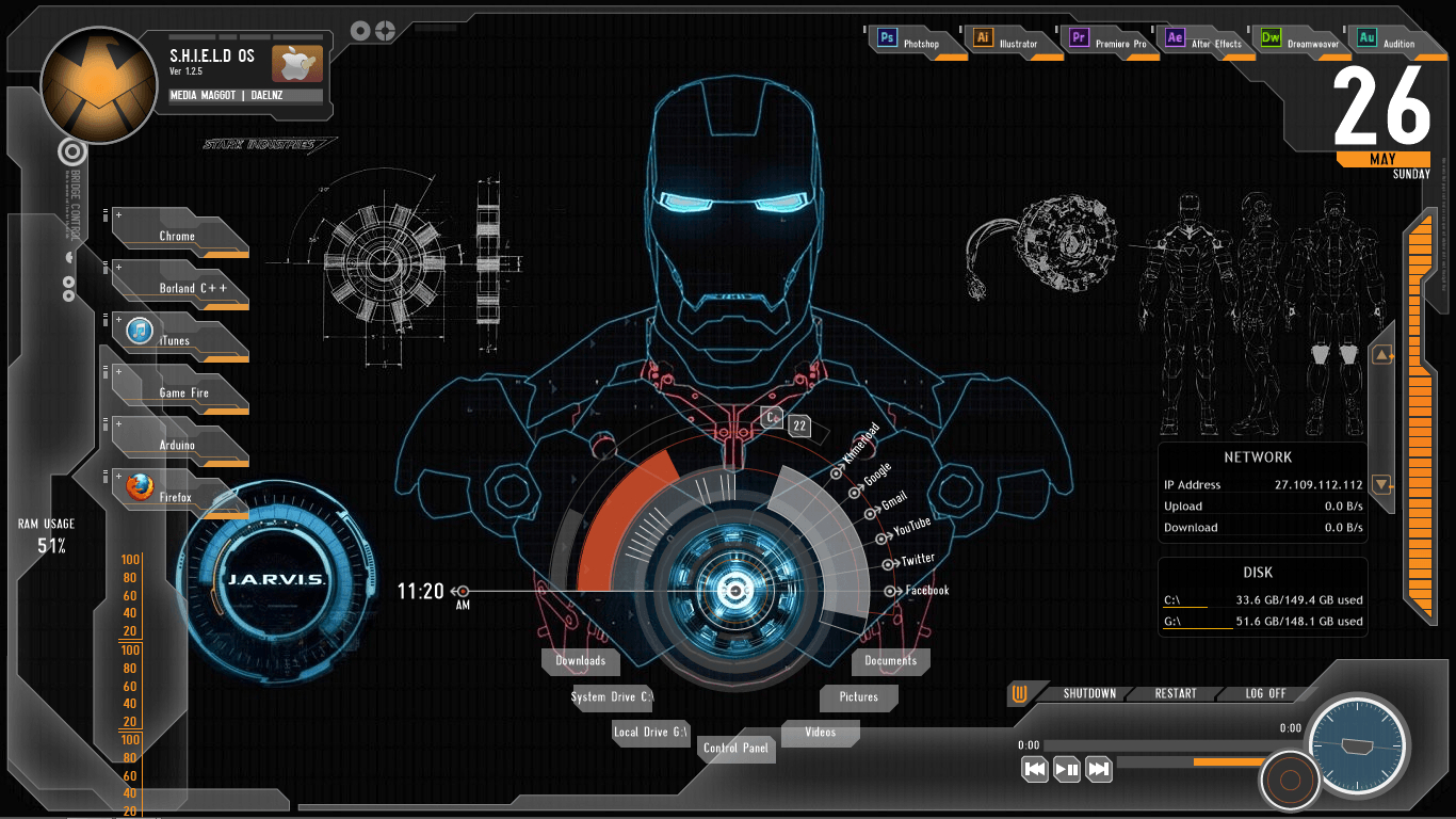 1370x770 Iron Man Jarvis Live Wallpaper, Desktop