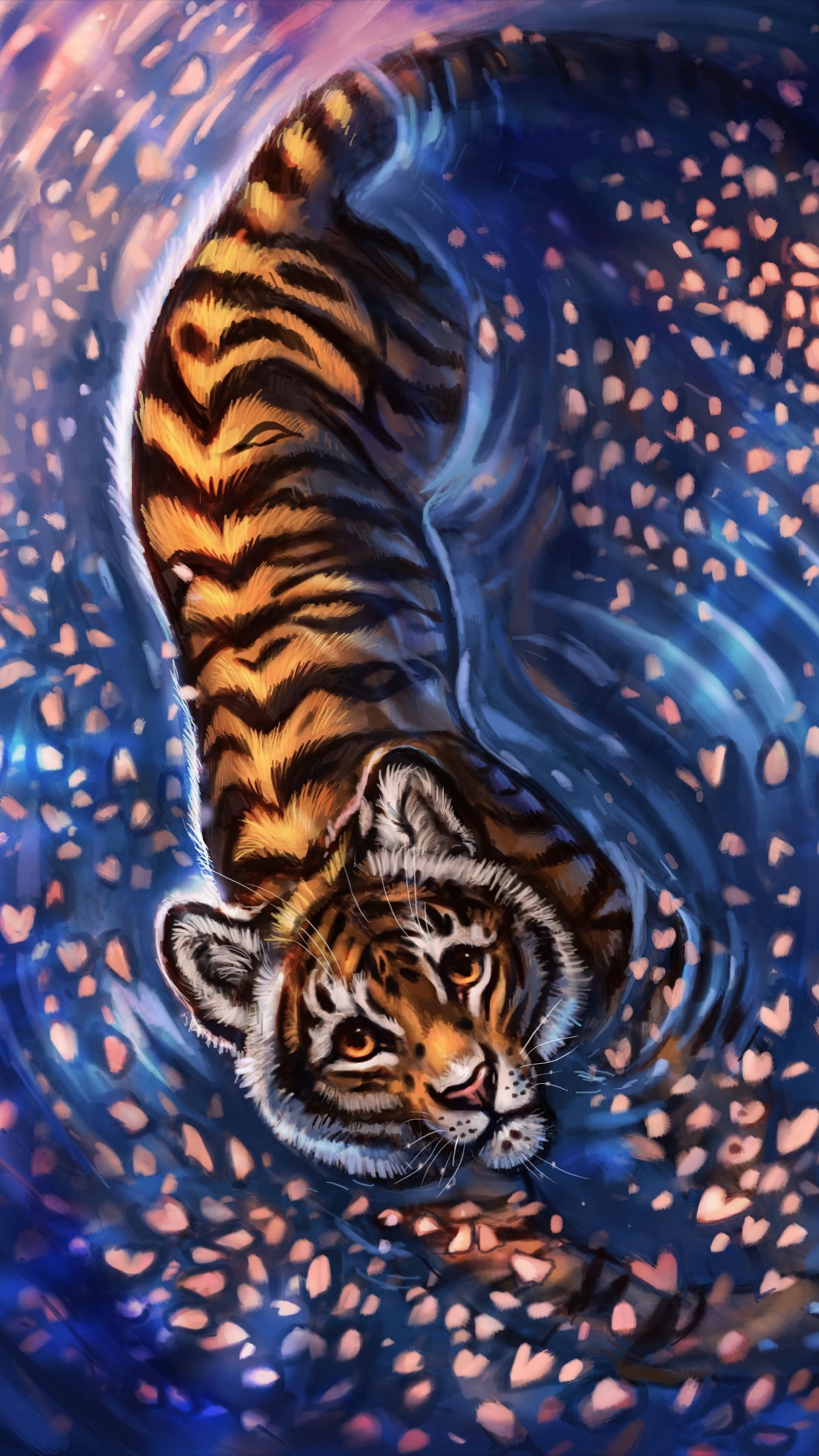 1350x2400 Download wallpaper  tiger, cub, art, cute, sight iphone, Phone