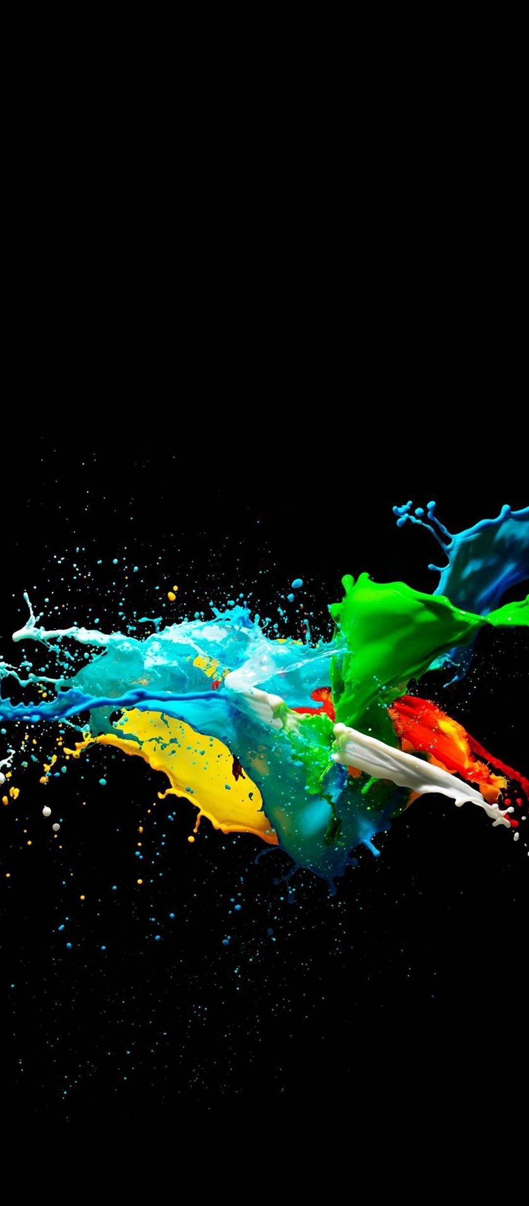 1080x2460 Colorful Painted Black Background - [], Phone