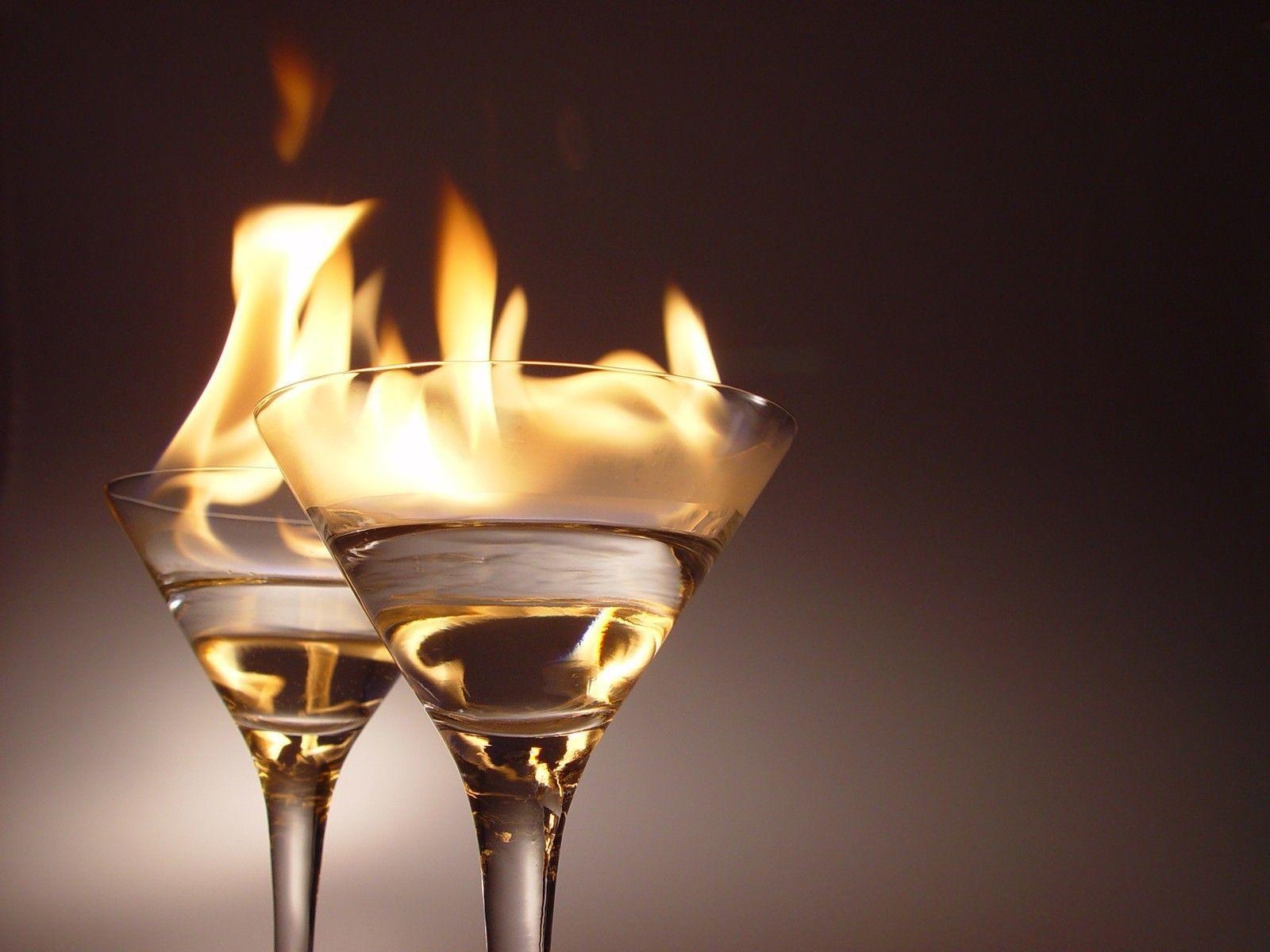 1600x1200 Flames fire glasses alcohol wine champagne wallpaper, Desktop