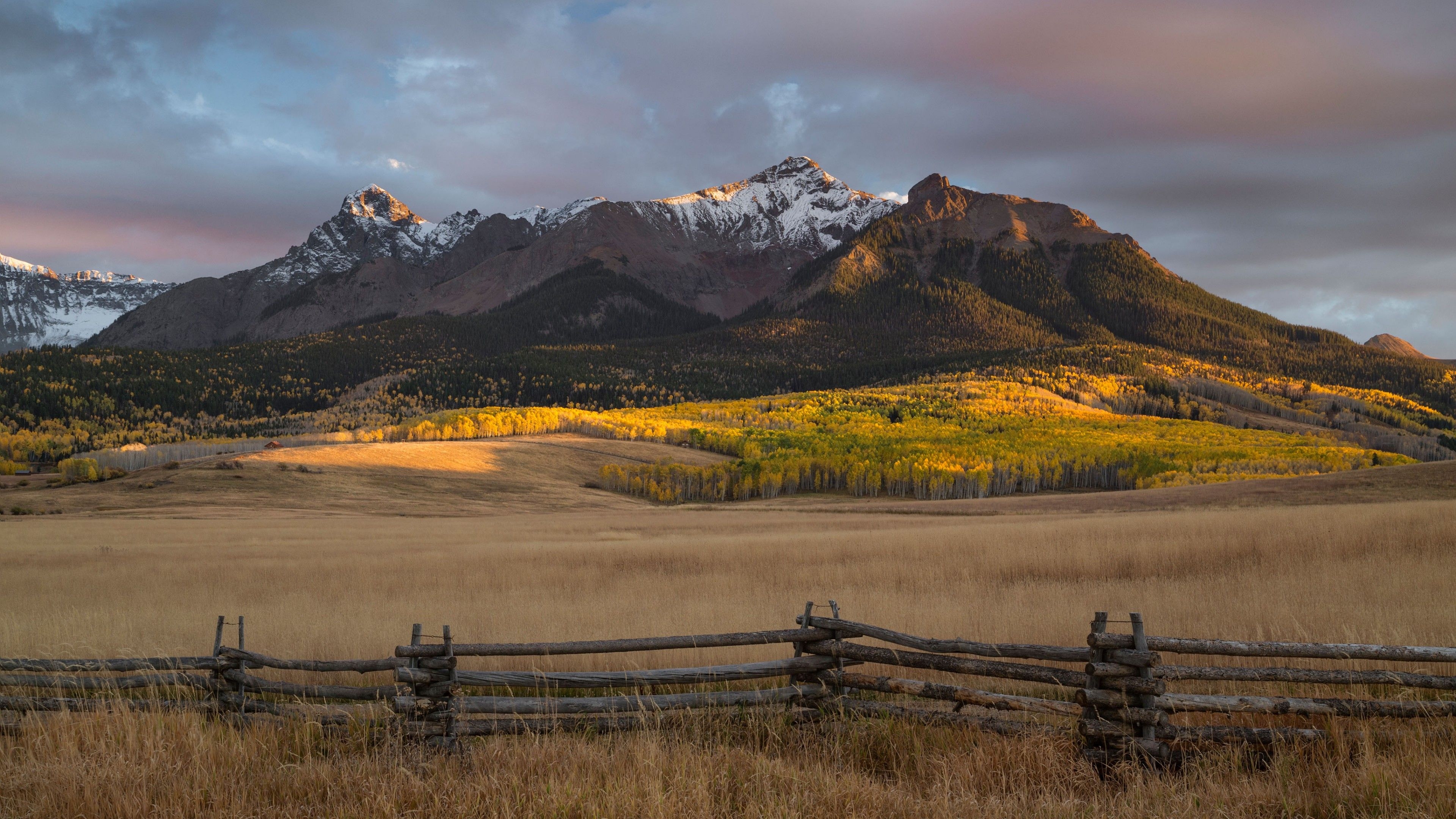 3840x2160 Wallpaper field, mountains, USA, Colorado, 4k, Nature, Desktop