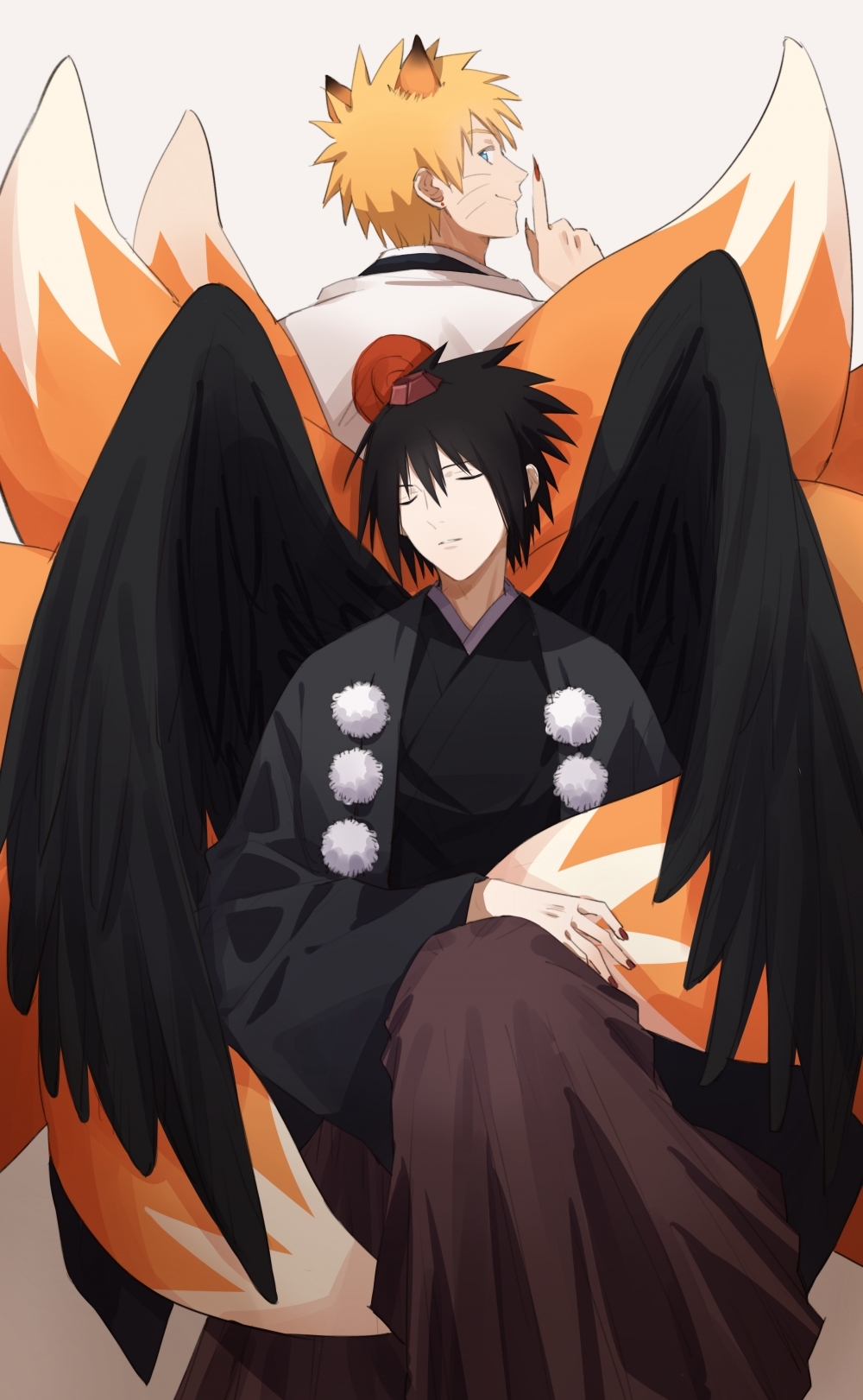 1000x1630 Wallpaper Naruto, Uchiha Sasuke, Uzumaki Naruto, Wings, Tails, #AWWSHIPPINGSOBAD, Phone