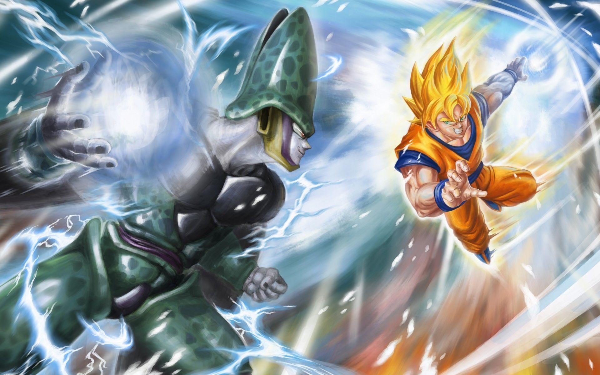 1920x1200 Dragon Ball Z Goku Super Saiyan vs Cell Perfect Form Wallpaper, Desktop