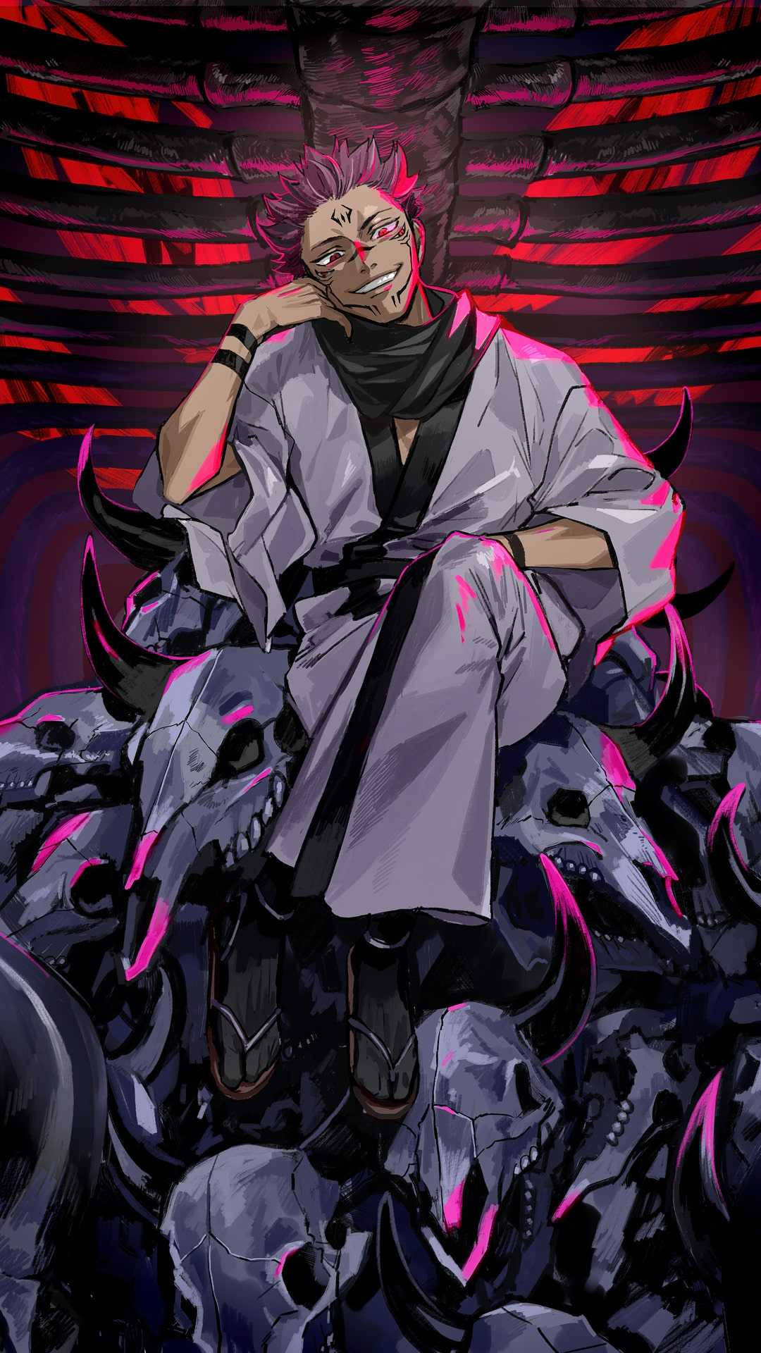 1080x1920 Download King of Curses, Sukuna Occupying His Throne Wallpaper, Phone