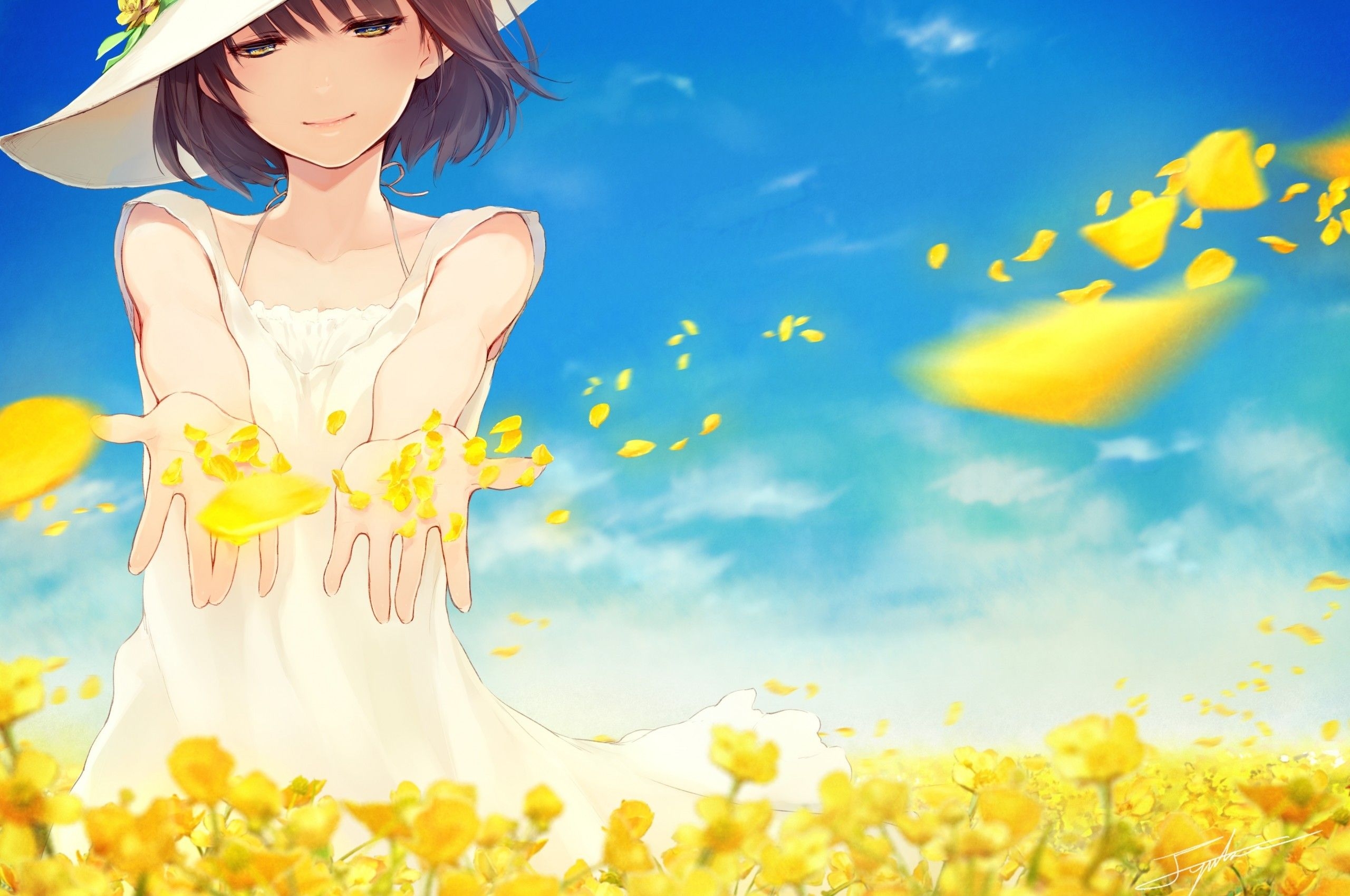 2560x1700 Download  Anime Girl, Summer, Light Dress Wallpaper, Desktop