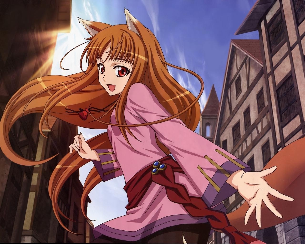 1280x1030 Download Wallpaper  Holo Spice And Wolf, Girl, Fun, Smile, Desktop