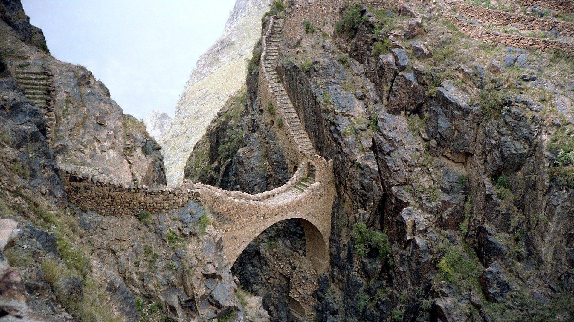 1920x1080 Bridges: Mountain Bridge Yemen Stones Picture For Desktop for HD, Desktop