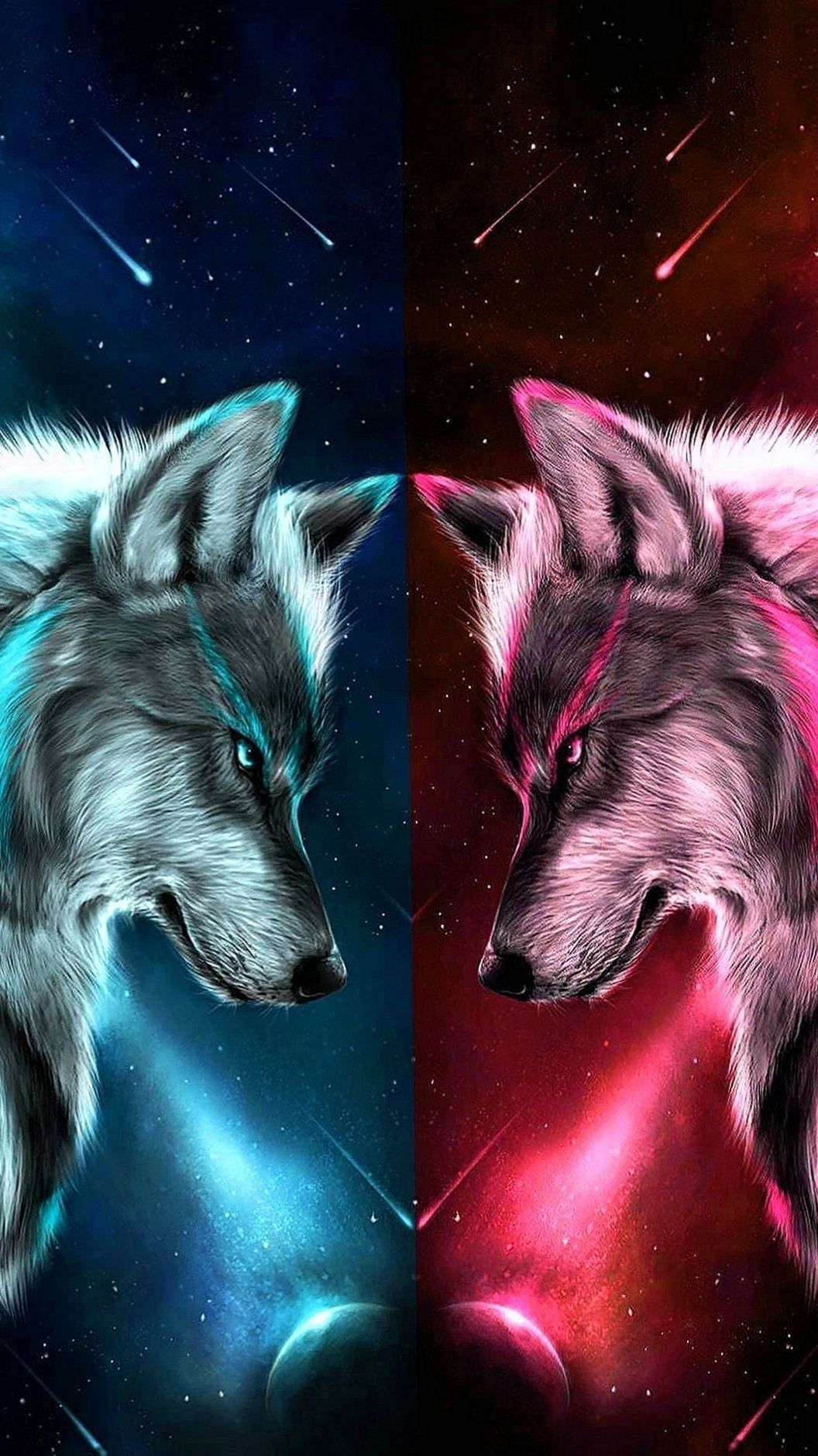 1060x1880 Blue And Red Wolf Wallpaper Wallpaper.Pro. Wolf Wallpaper, Wolf Background, Wolf Spirit Animal, Phone