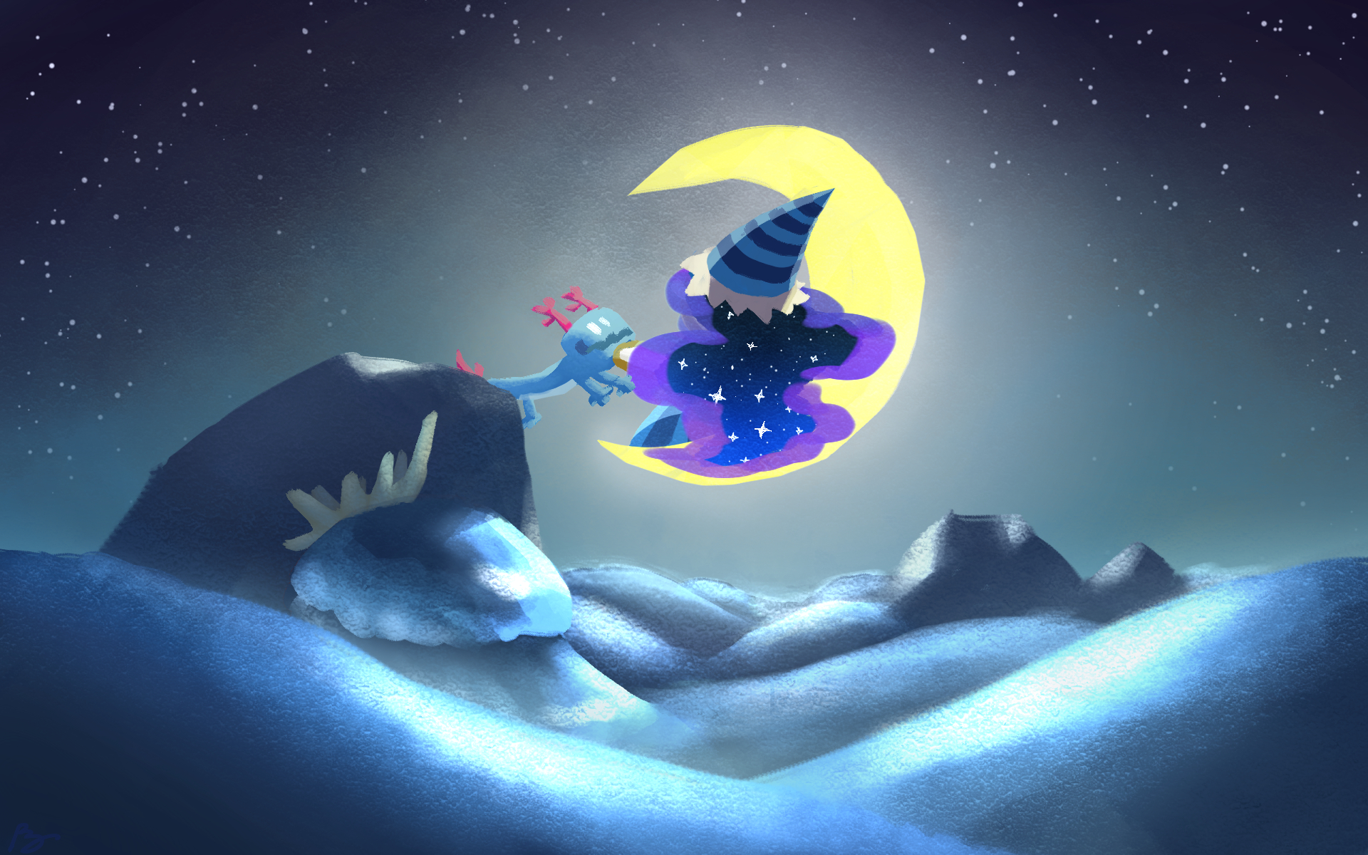 1920x1200 A painting of Sea Fairy and Moonlight Cookie. Thought I'd share my headcanon on how they met, Desktop