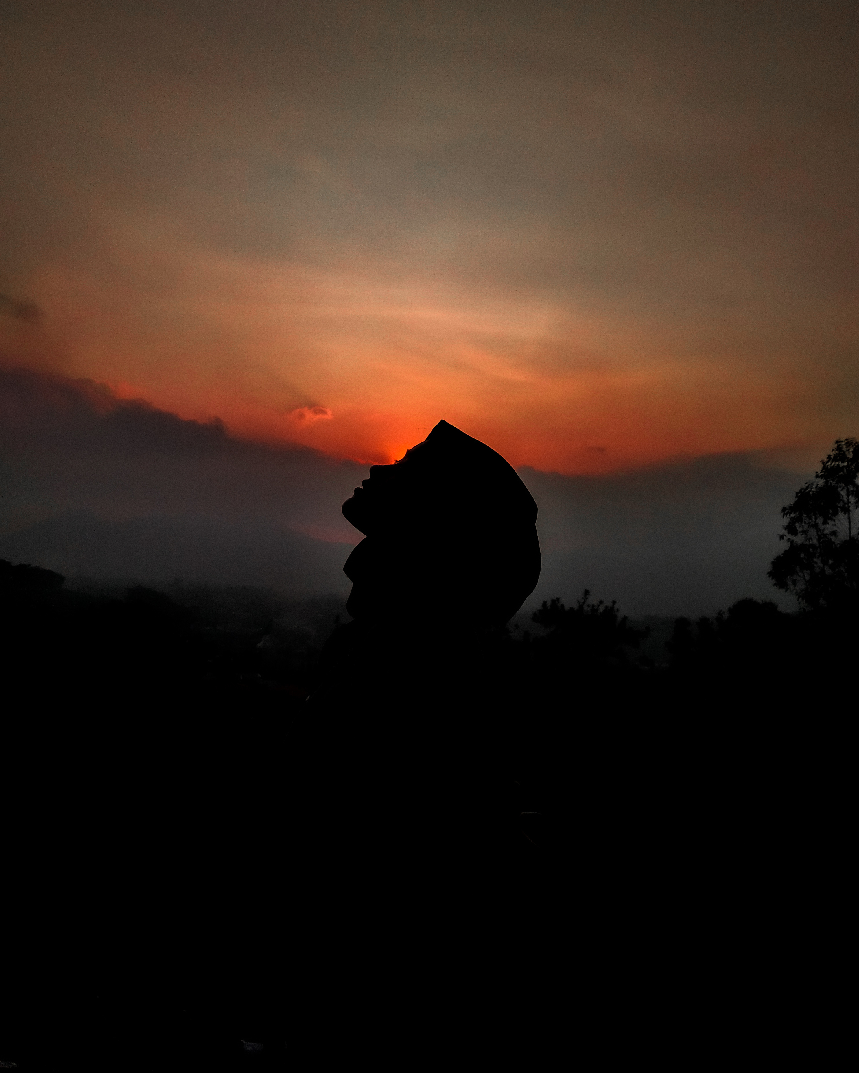 2970x3720 Silhouette of person against sunset sky · Free, Phone