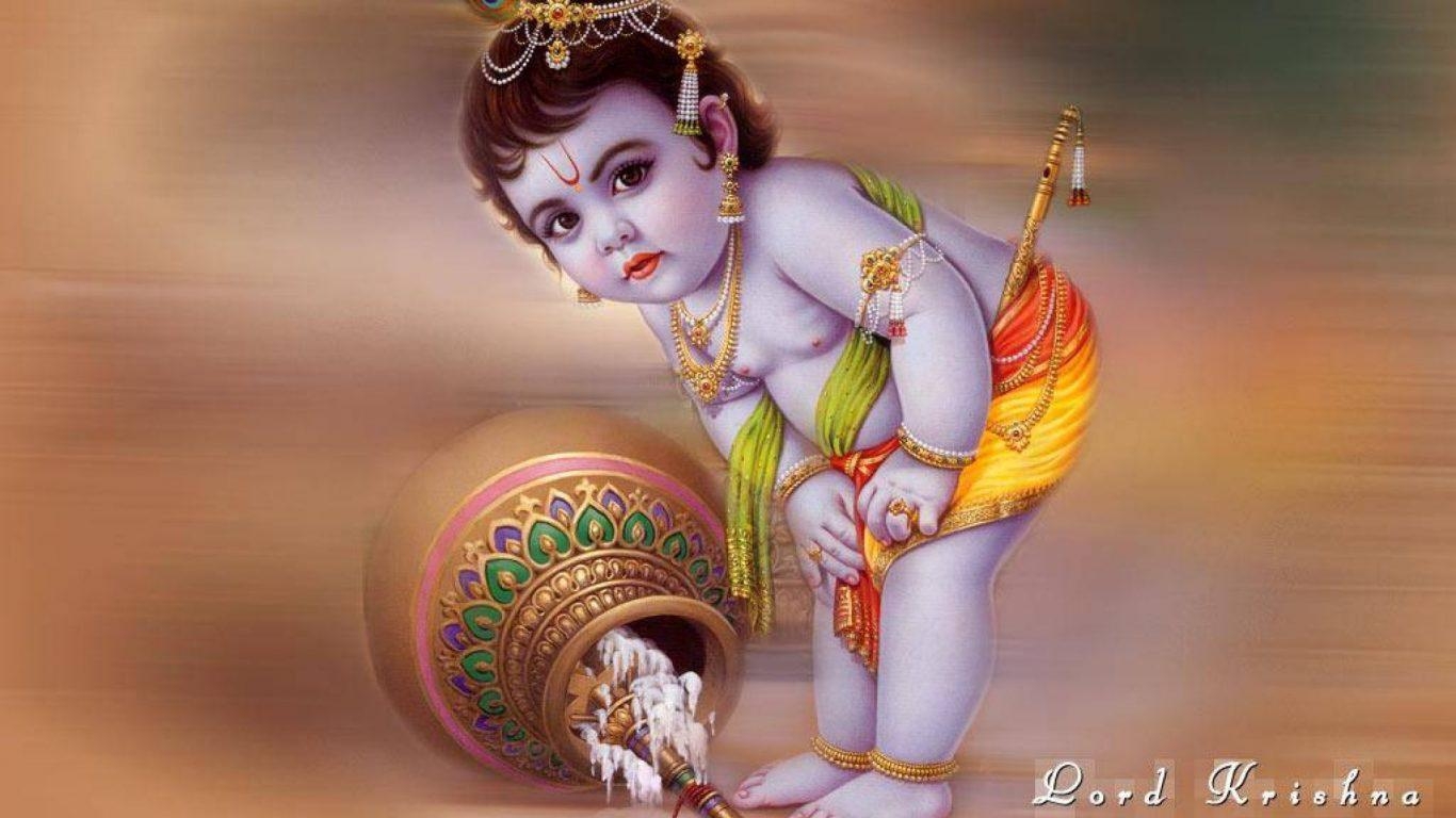 1370x770 Cute Baby Krishna Image. Hindu Gods and Goddesses, Desktop