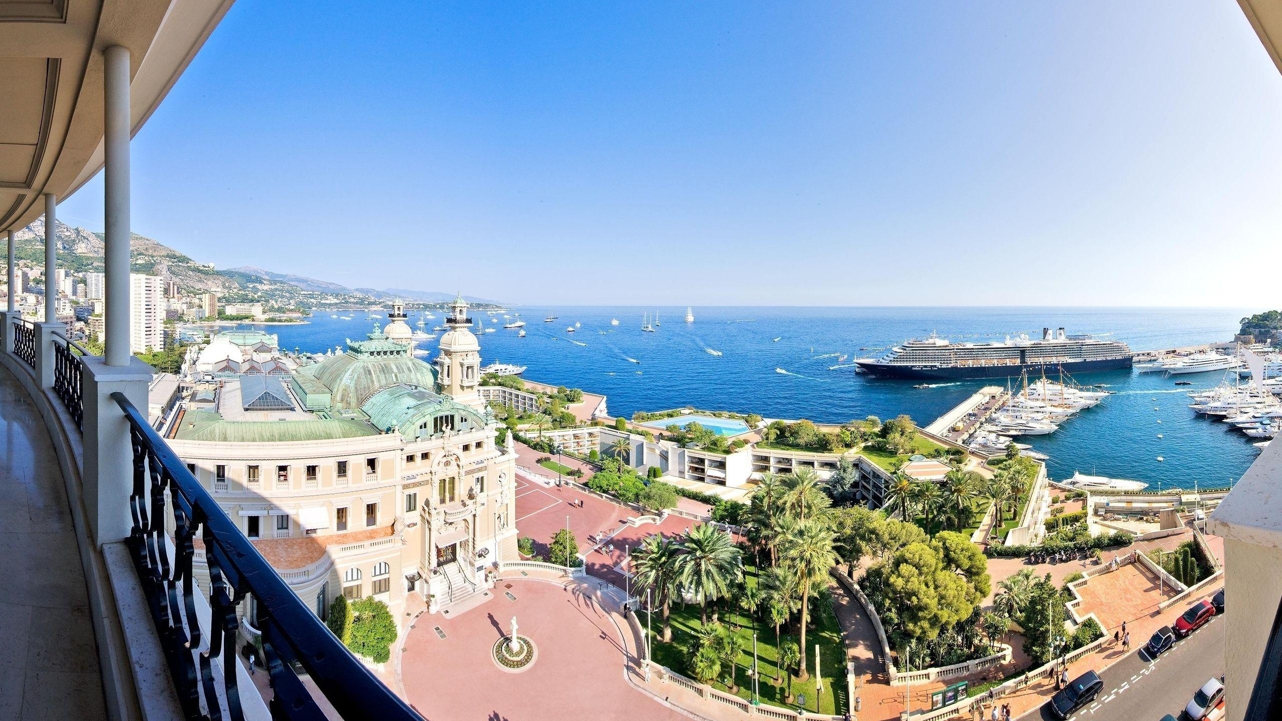 2560x1440 Download Wallpaper  Monaco, City, Ocean, Balcony Mac iMac, Desktop