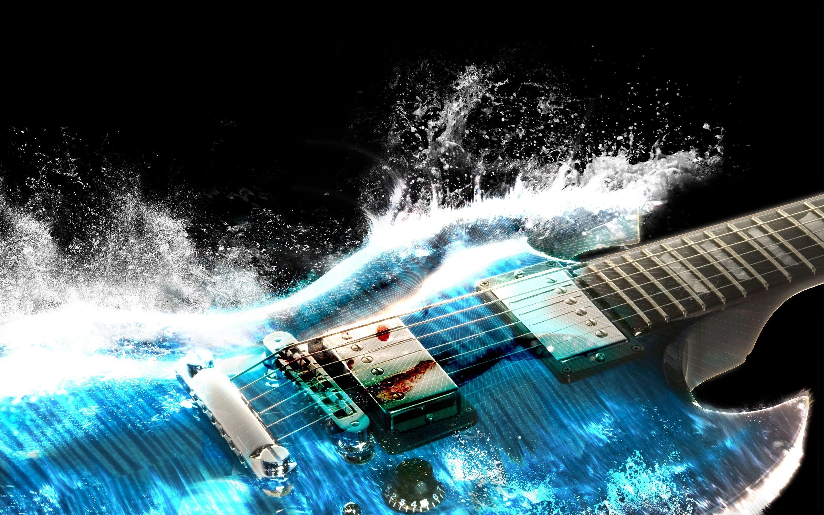 2880x1800 Blue Splash Digital Art Electric Guitar Wallpaper. zene, Desktop