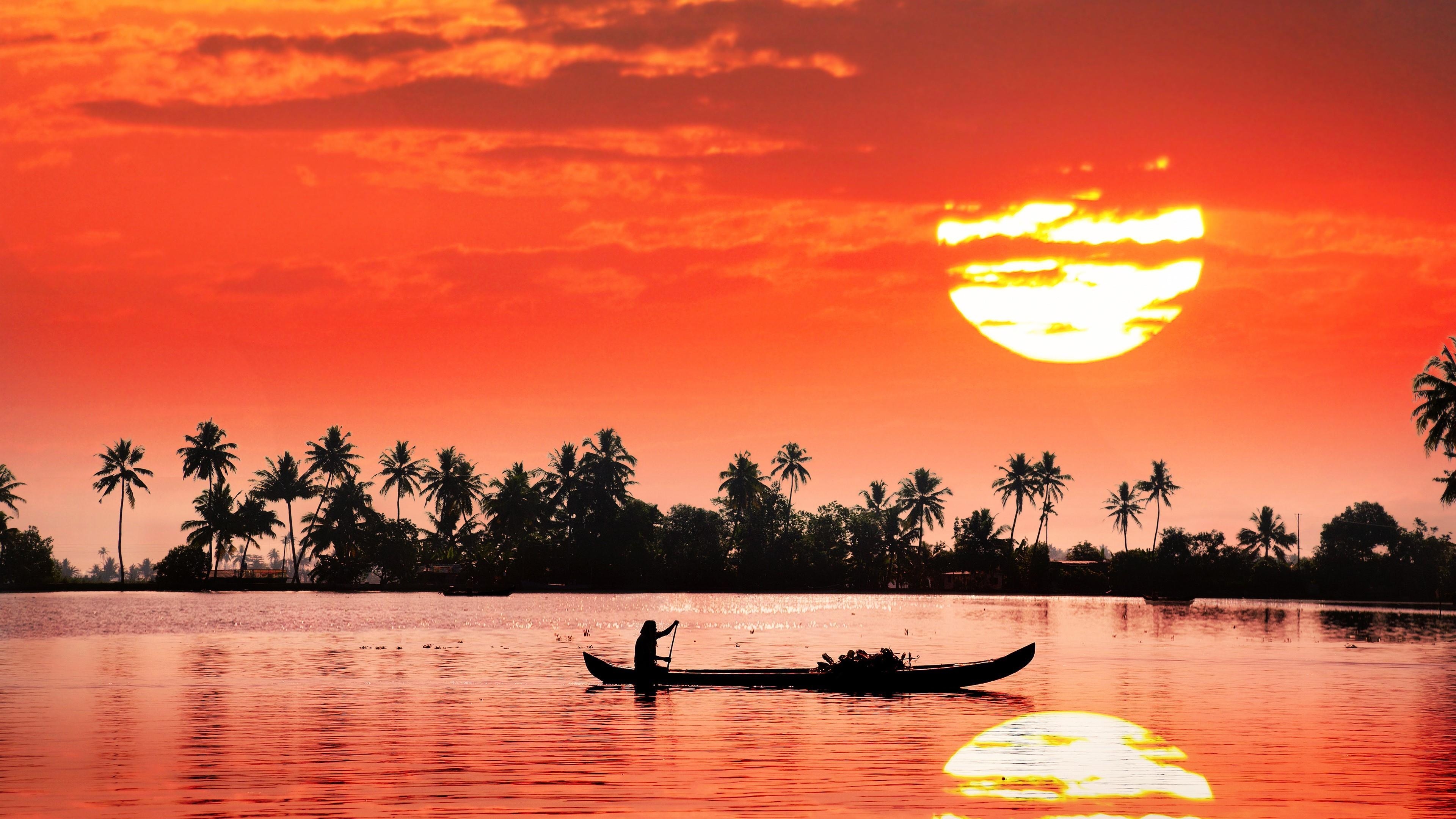 3840x2160 Kerala Backwaters Sunset Reflection Wallpaper. Wallpaper Studio 10, Desktop