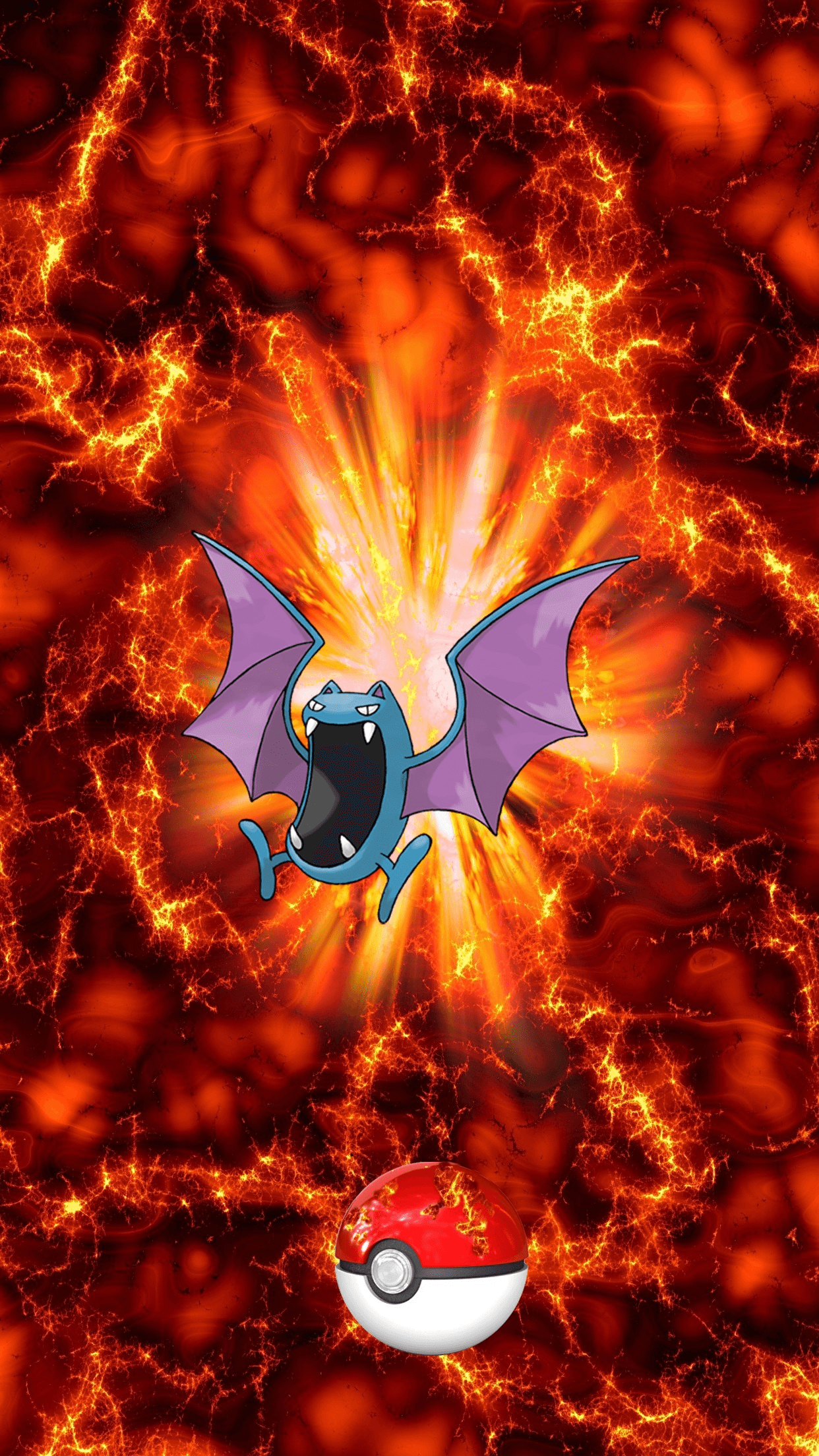 1250x2210 Fire Pokeball Golbat Golbat Zubat, Phone