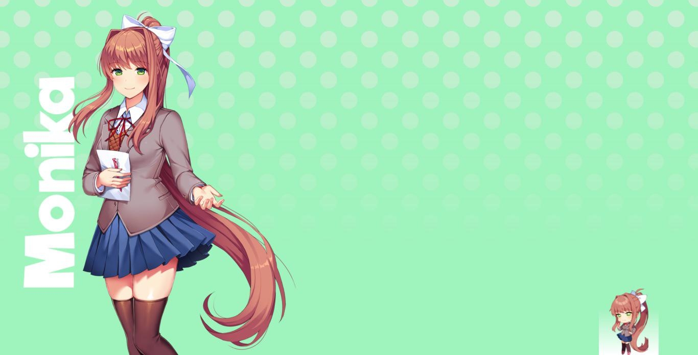 1370x700 So I made matching PC and phone wallpaper using the Monika page stuff I found on the DDLC plus website, Desktop