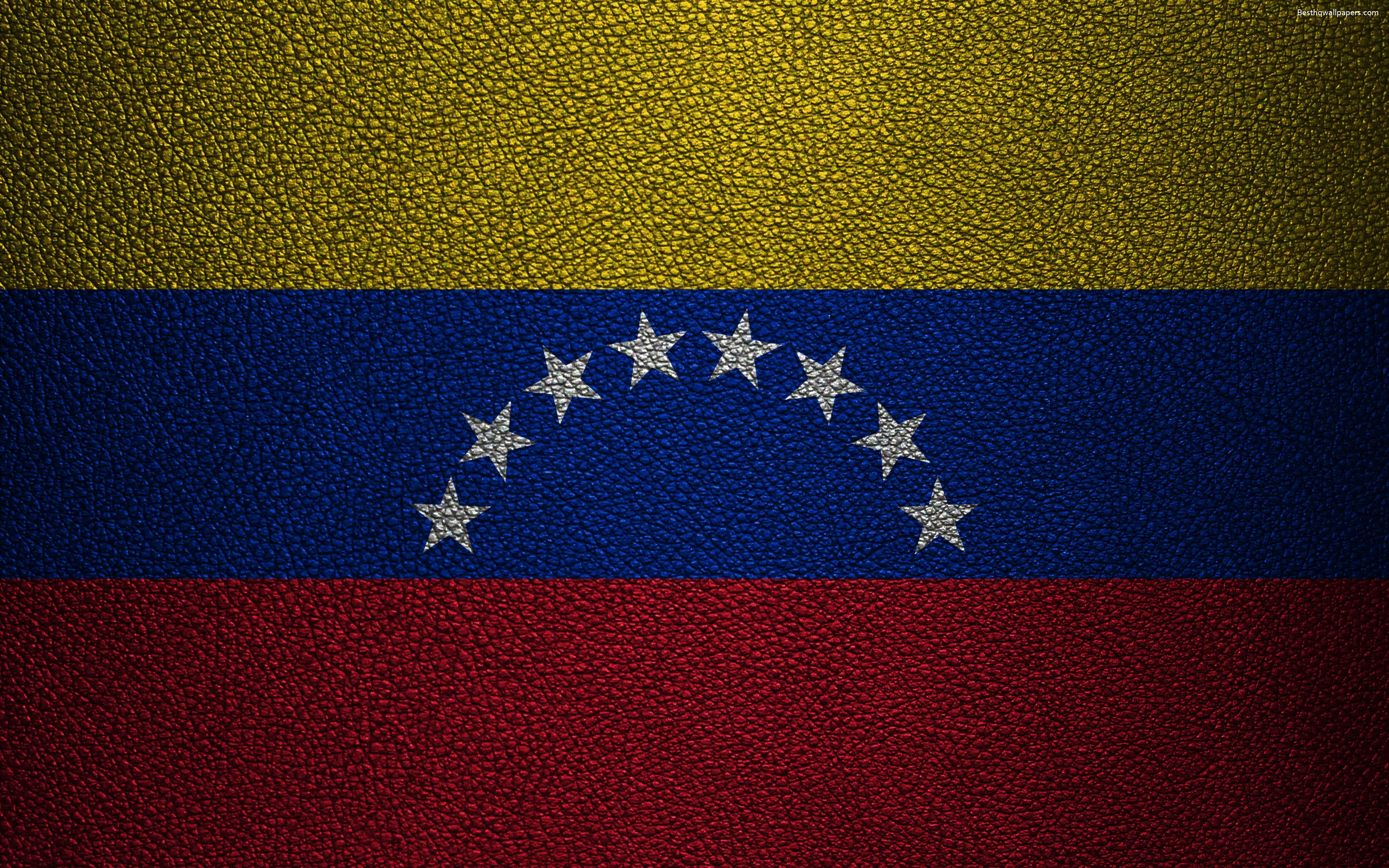 3840x2400 Download wallpaper Flag of Venezuela, 4k, leather texture, Desktop