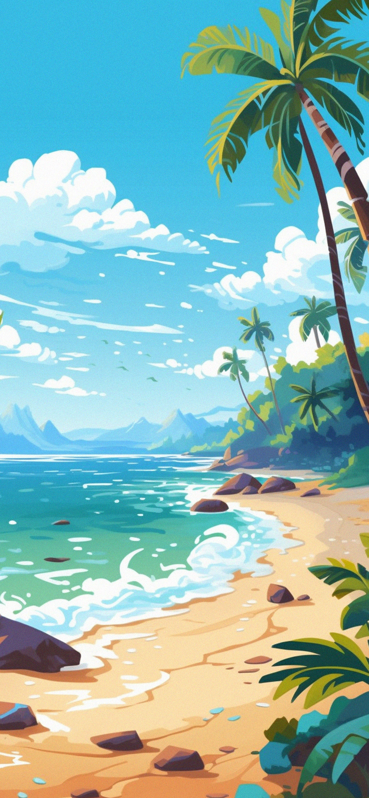 1190x2560 Hawaii Beach Summer Art Wallpaper Wallpaper iPhone, Phone