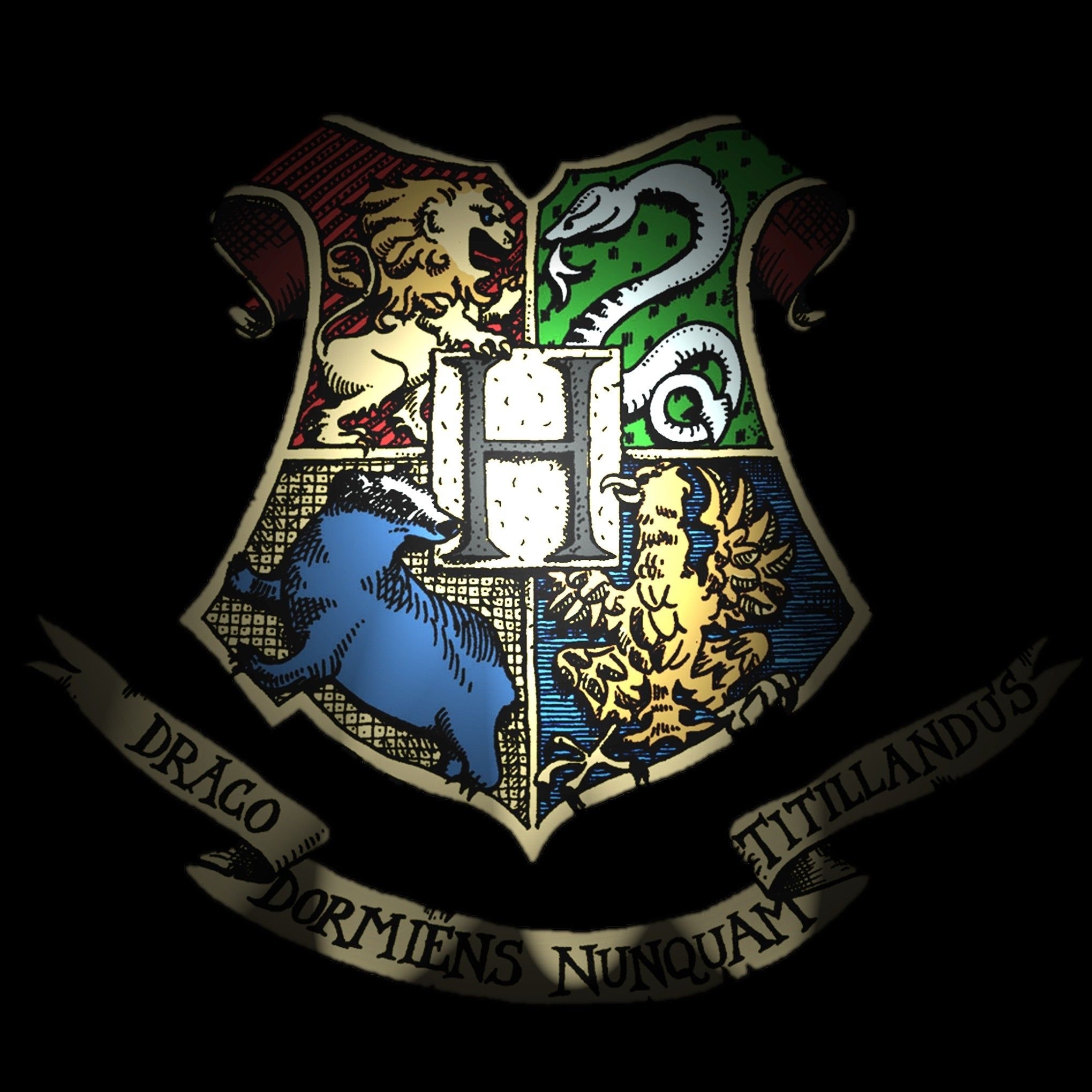 2040x2040 Hogwarts Crest Wallpaper, Phone