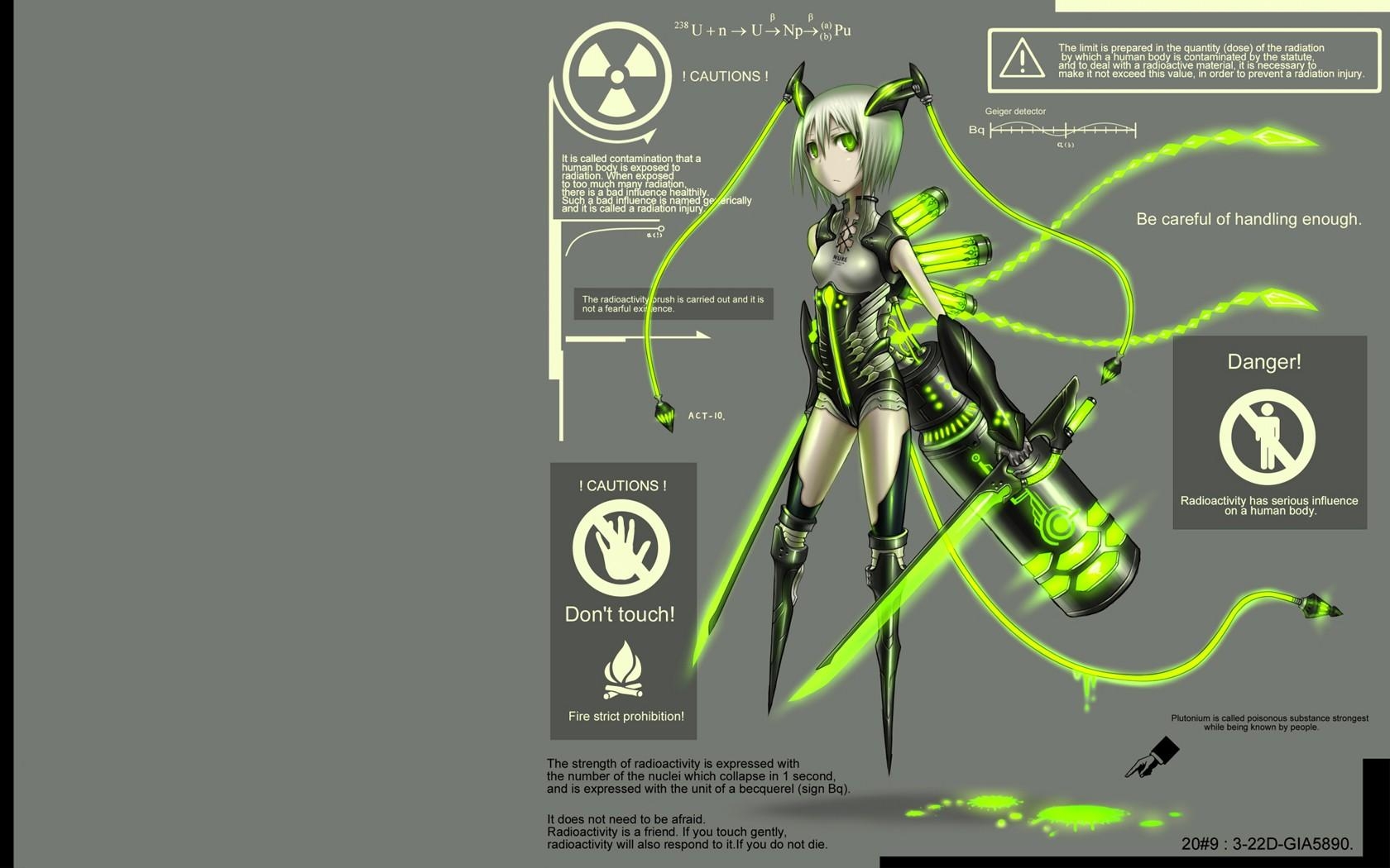 1680x1050 caution, blades, simple background, Pixiv, anime girls wallpaper, Desktop