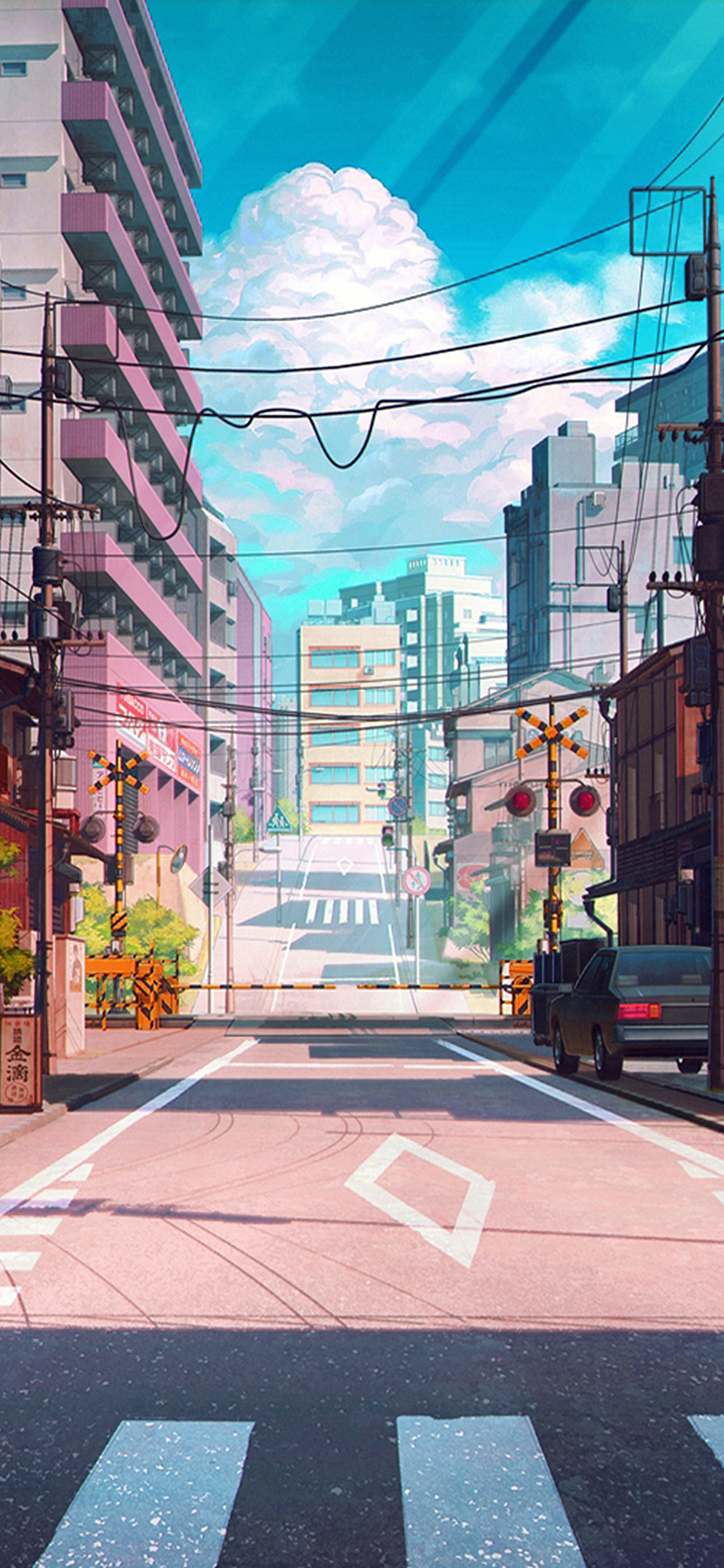 1130x2440 iPhone X wallpaper. art anime japan street cute, Phone