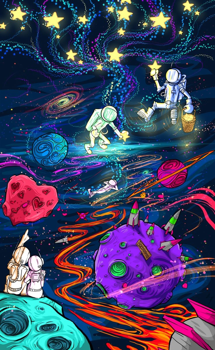 740x1210 Spacepark by Ramon de Andrade Madeira. Space drawings, Psychedelic art, Trippy wallpaper, Phone