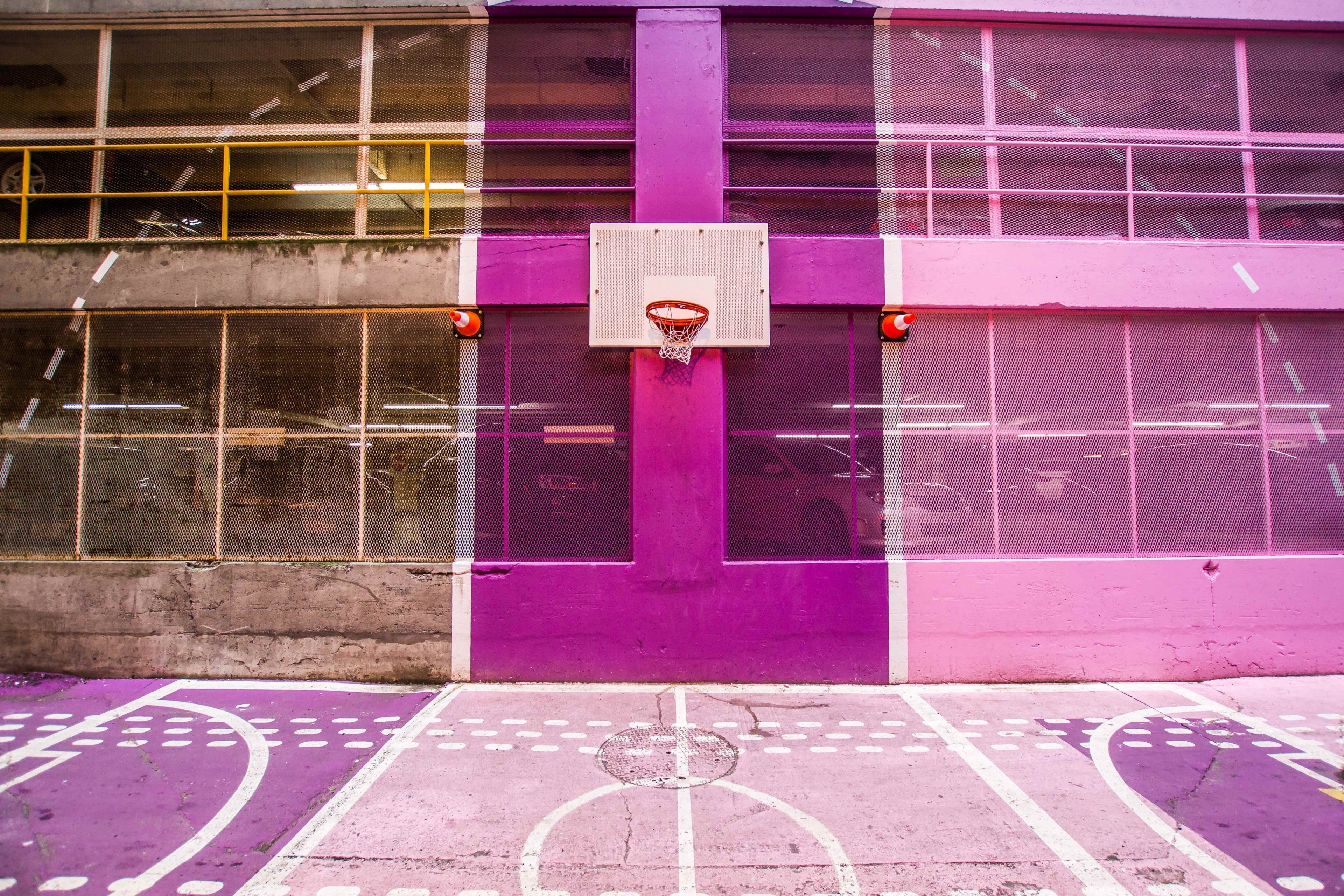 3840x2560 Wallpaper / a colorful pink and purple outdoor basketball court, colorful basketball 4k wallpaper, Desktop