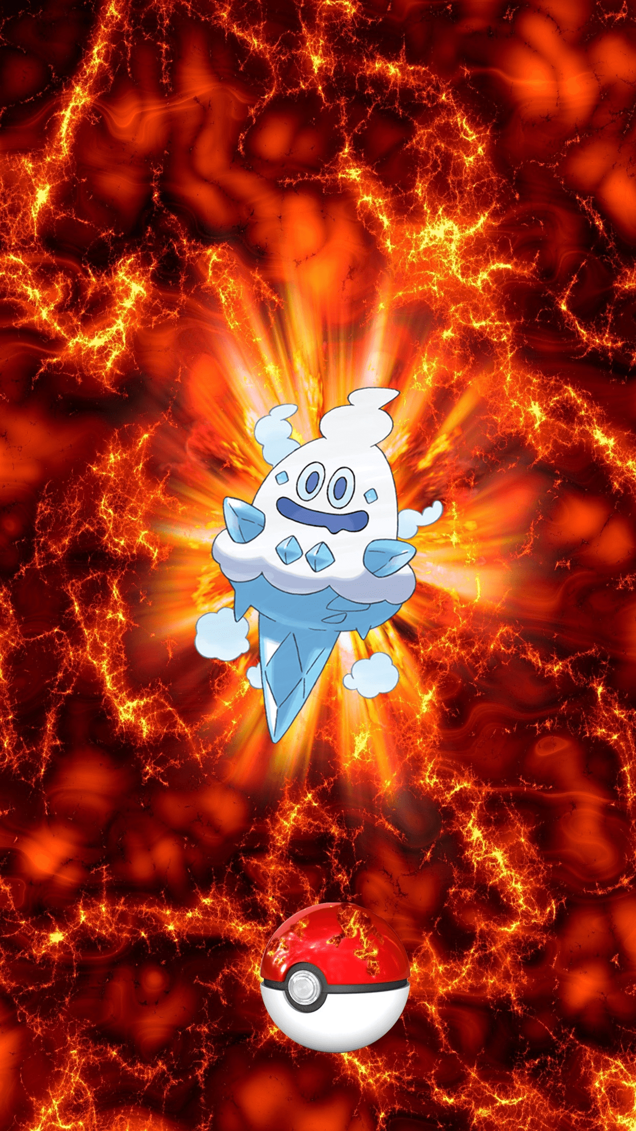 1250x2210 Fire Pokeball Vanillish Vanirich 102 Vanillite, Phone