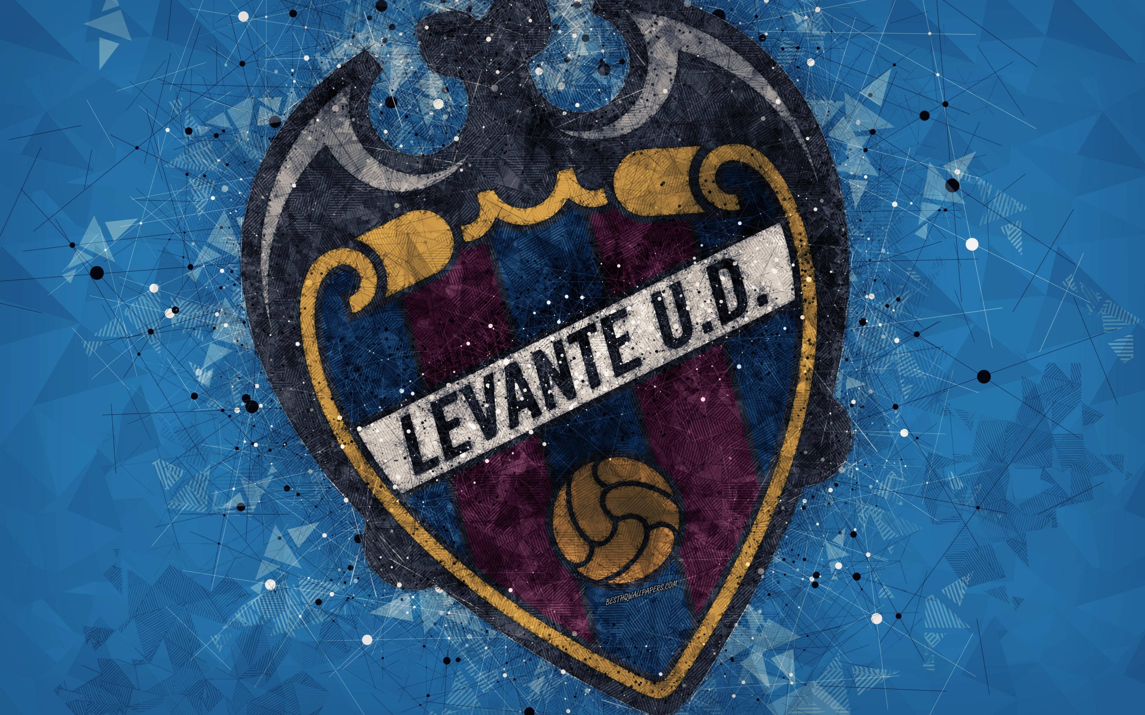 3840x2400 Download wallpaper Levante UD, 4k, creative logo, Spanish football, Desktop