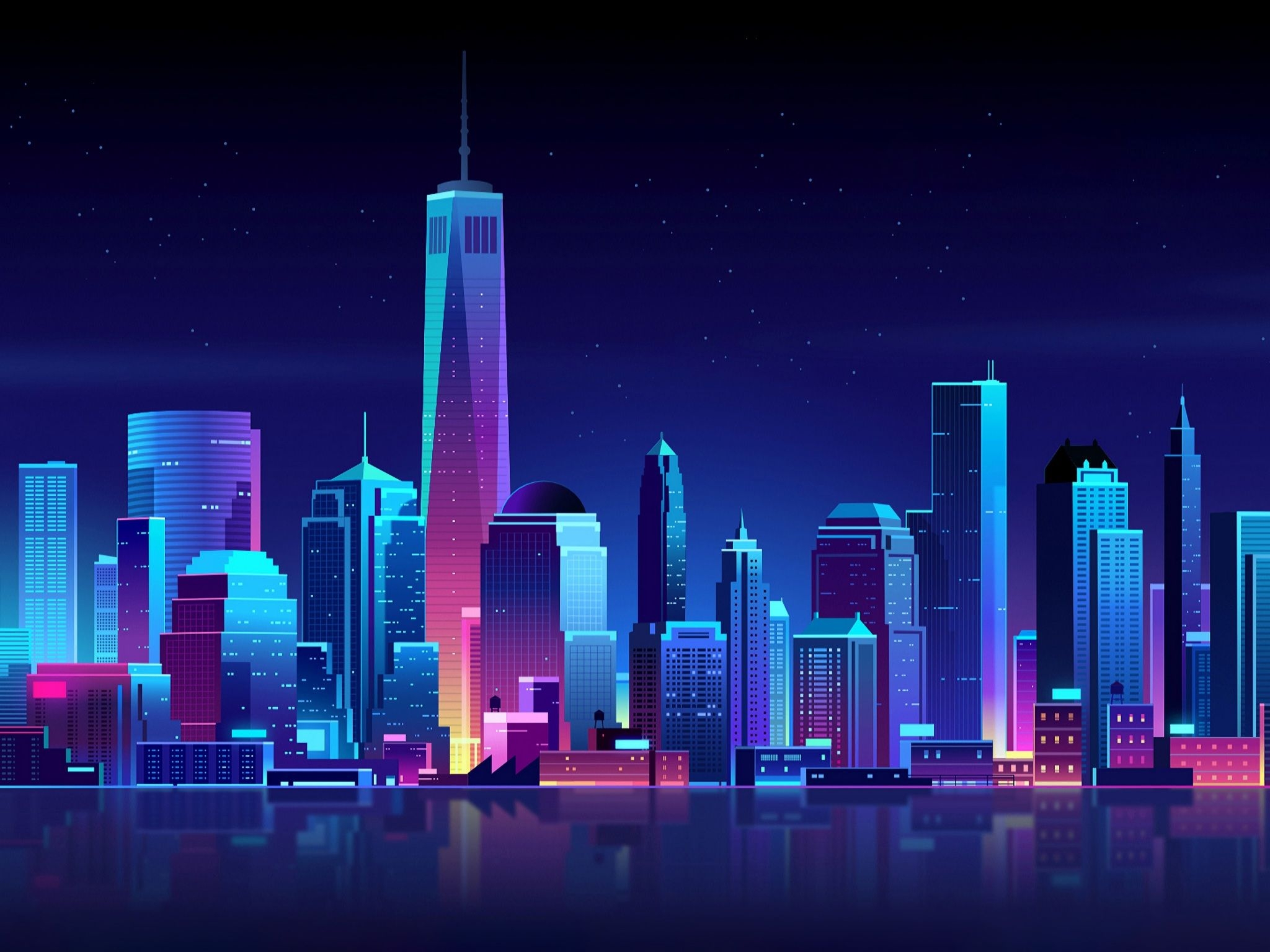 2050x1540 Wallpaper 4k New York Buildings City Night Minimalism 4k 4k Wallpaper, City Wallpaper, Hd Wallpaper, Lights Wallpaper, Minimalism Wallpaper, New York Wallpaper, Skycrapper Wallpaper, Desktop