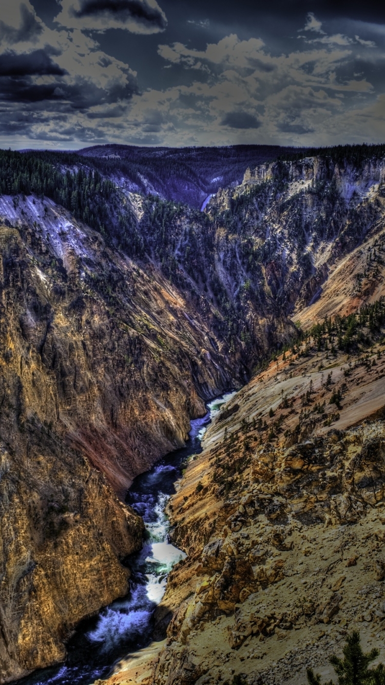 750x1340 Download HDR River Canyon Yellowstone, Phone