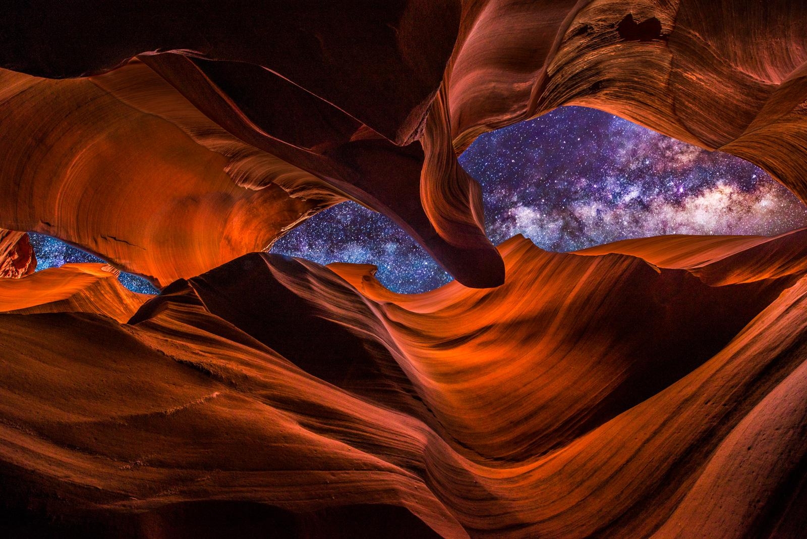 1600x1070 The Milky Way above Antelope Canyon, Arizona [1600×1068], Desktop