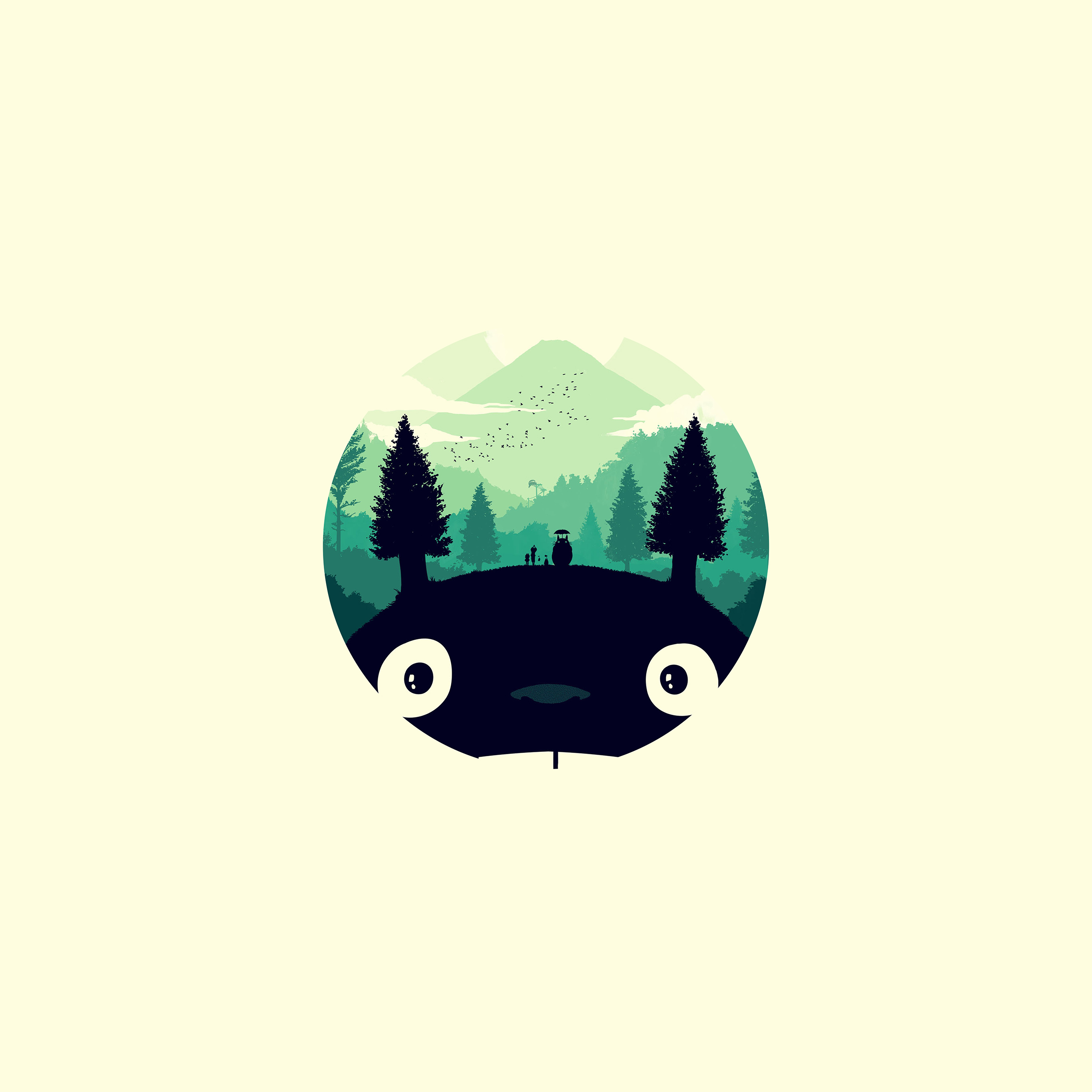 2740x2740 Totoro Art Illust Simple Cute, Phone