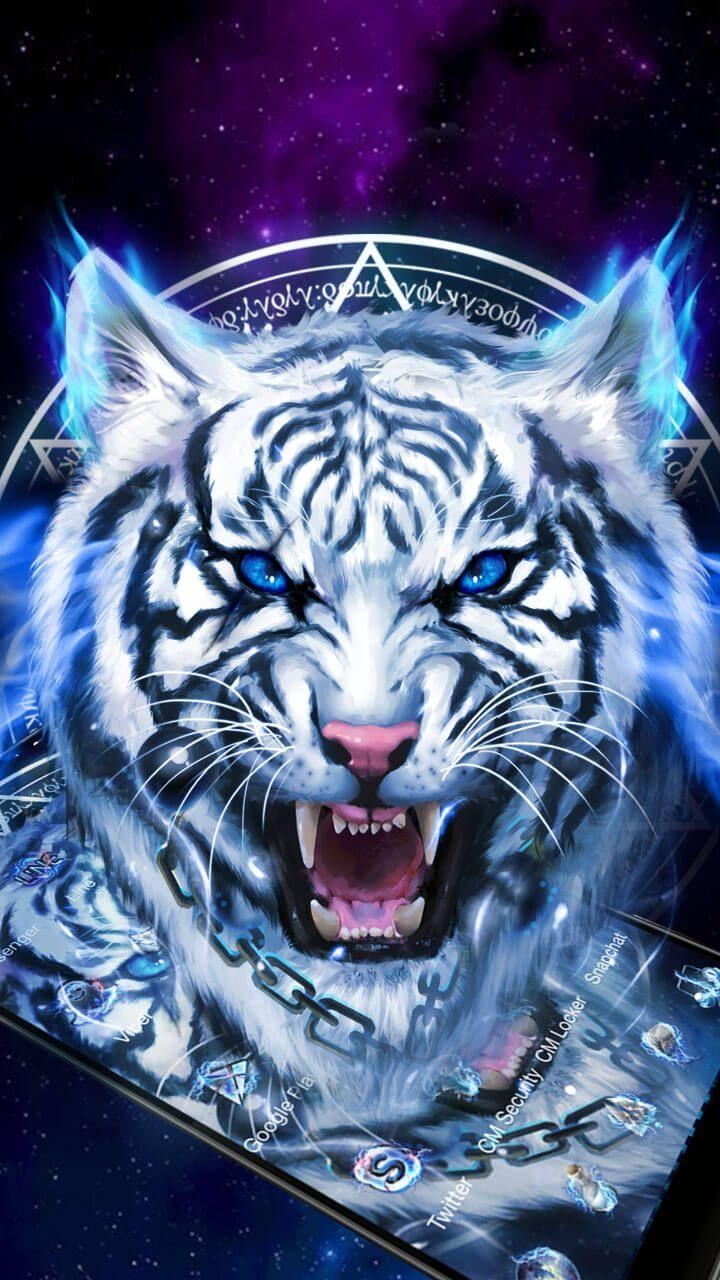 720x1280 FEARLESS !! Ice Neon Tiger Wallpaper Theme. #Wildlife, Phone