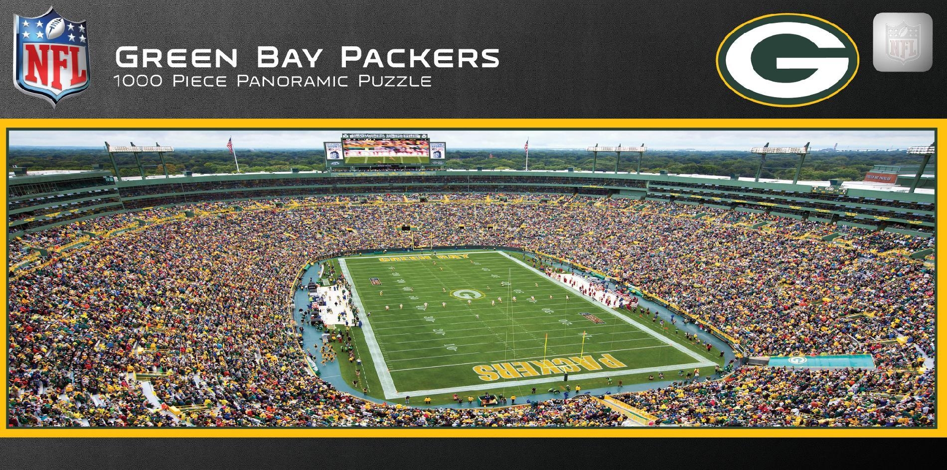 1900x950 MASTERPIECES 000 Piece NFL Series Green Bay Packers Stadium Puzzle, Dual Screen