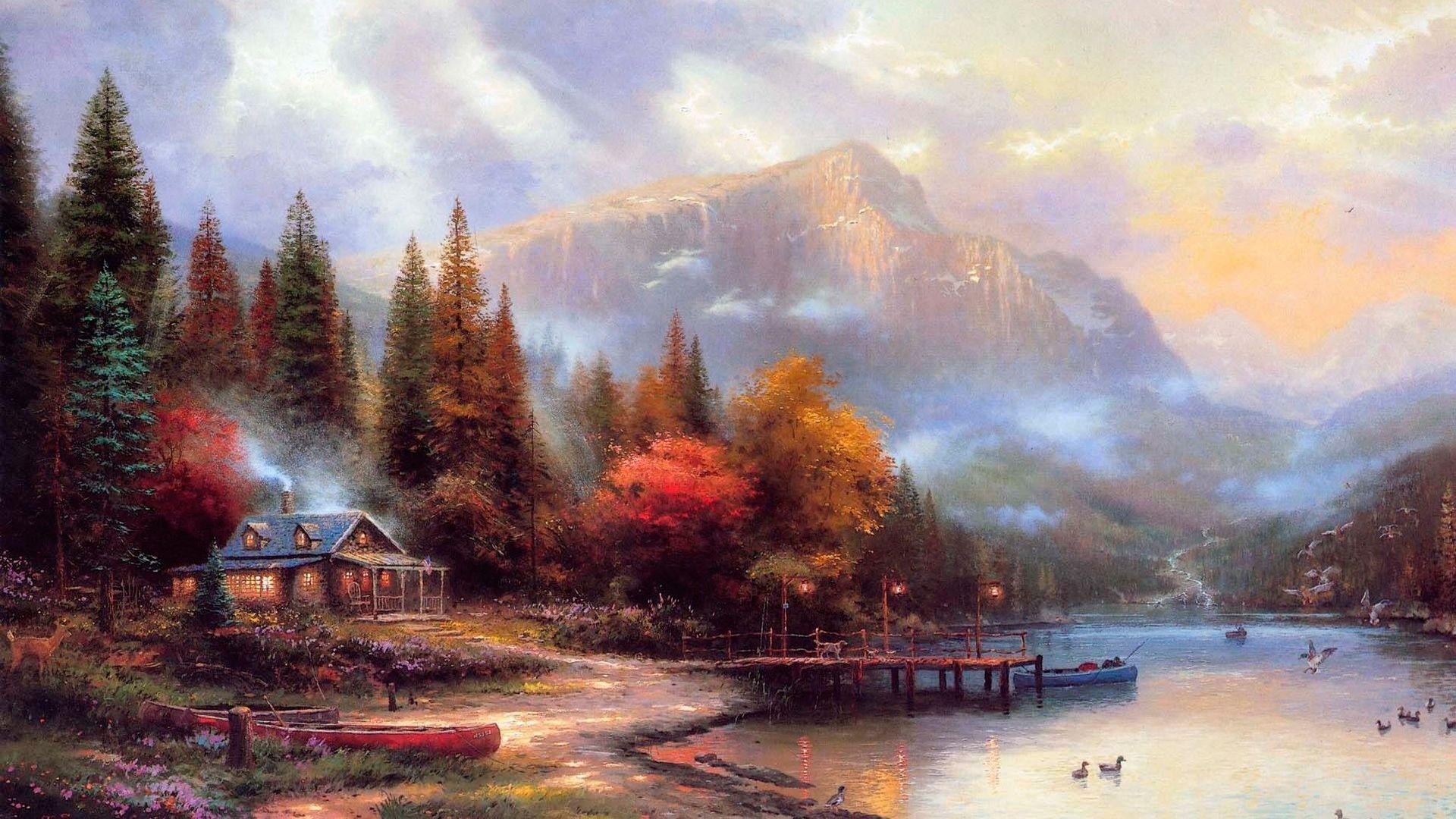 1920x1080 Thomas Kinkade Winter Scenes Wallpaper, Desktop