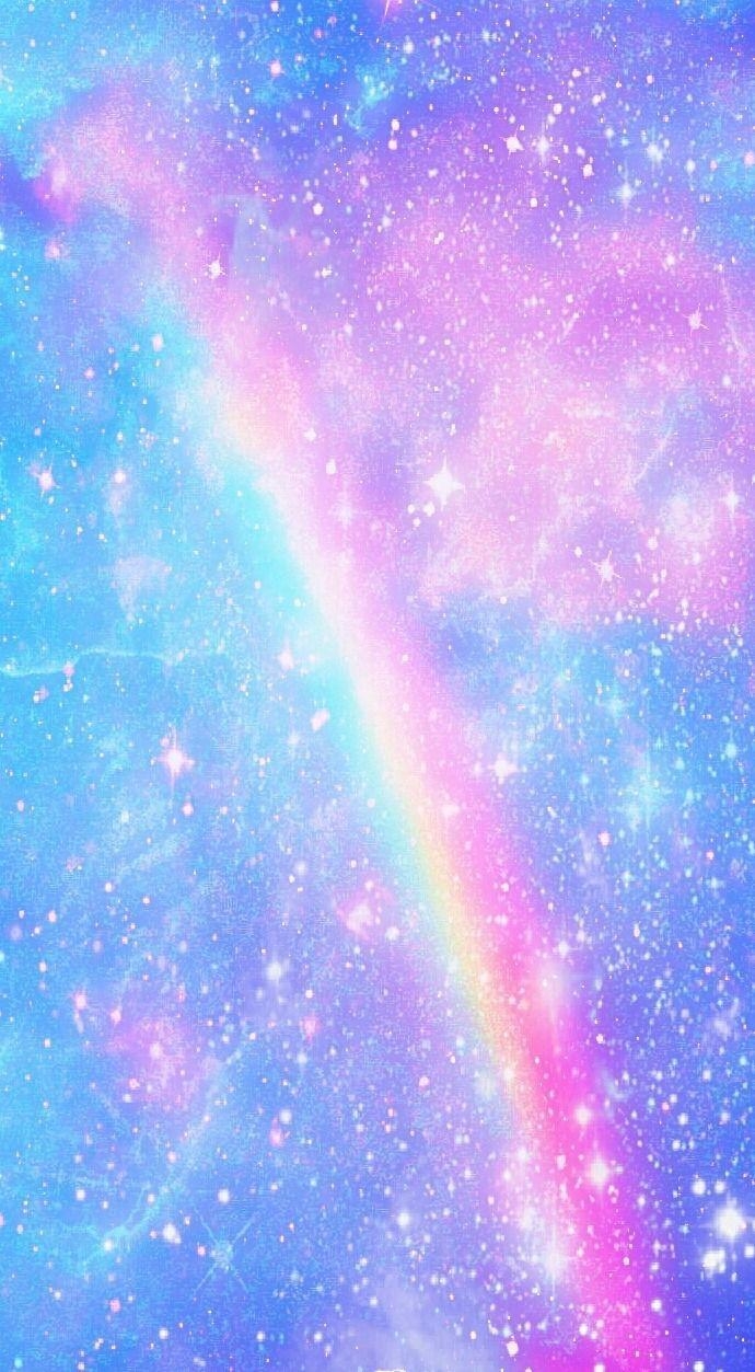 690x1260 Wallpaper Glitter Rainbow Galaxy Unicorn Pictureque, Phone