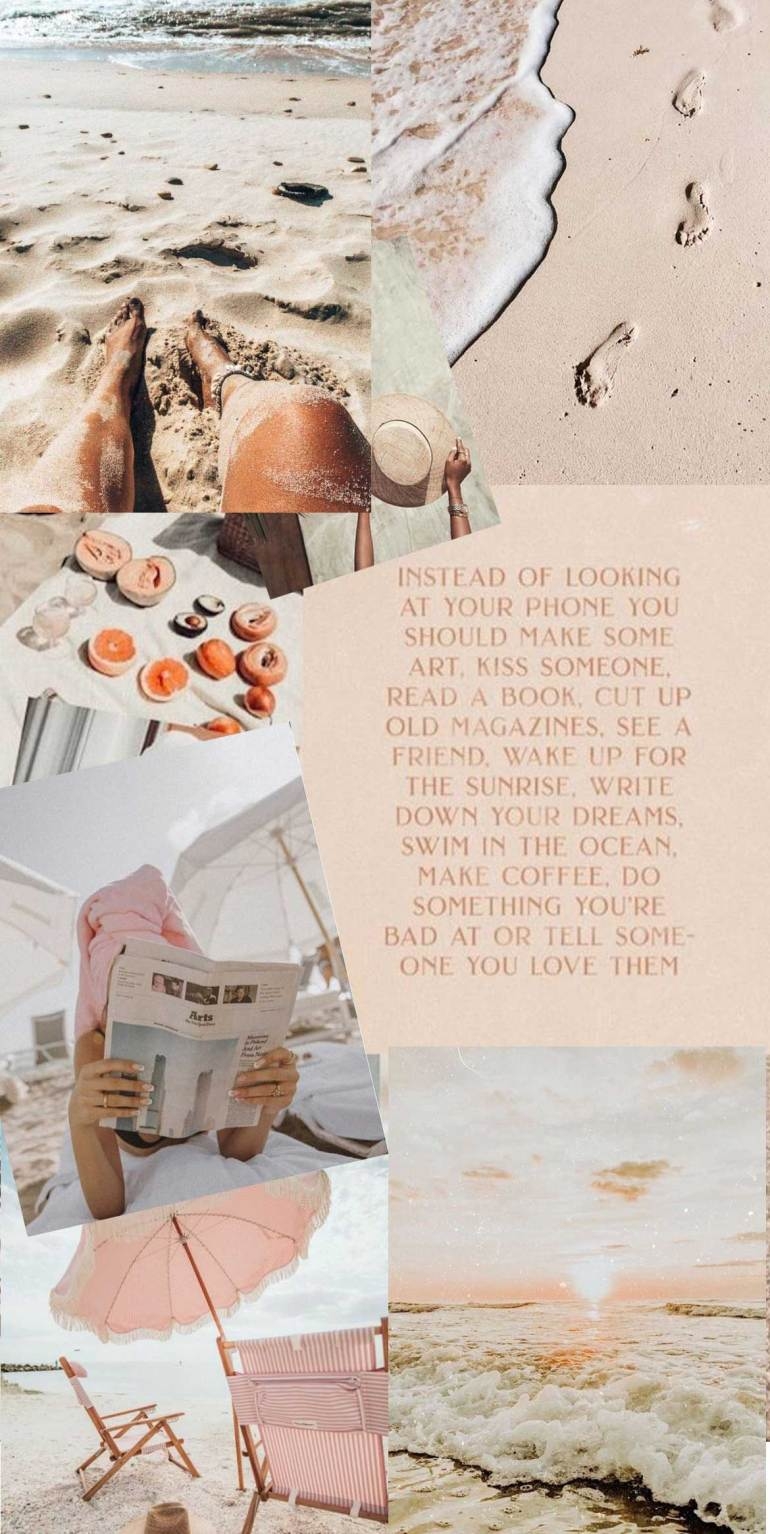 770x1540 Collage Wallpaper Ideas, Beach Collage, Phone