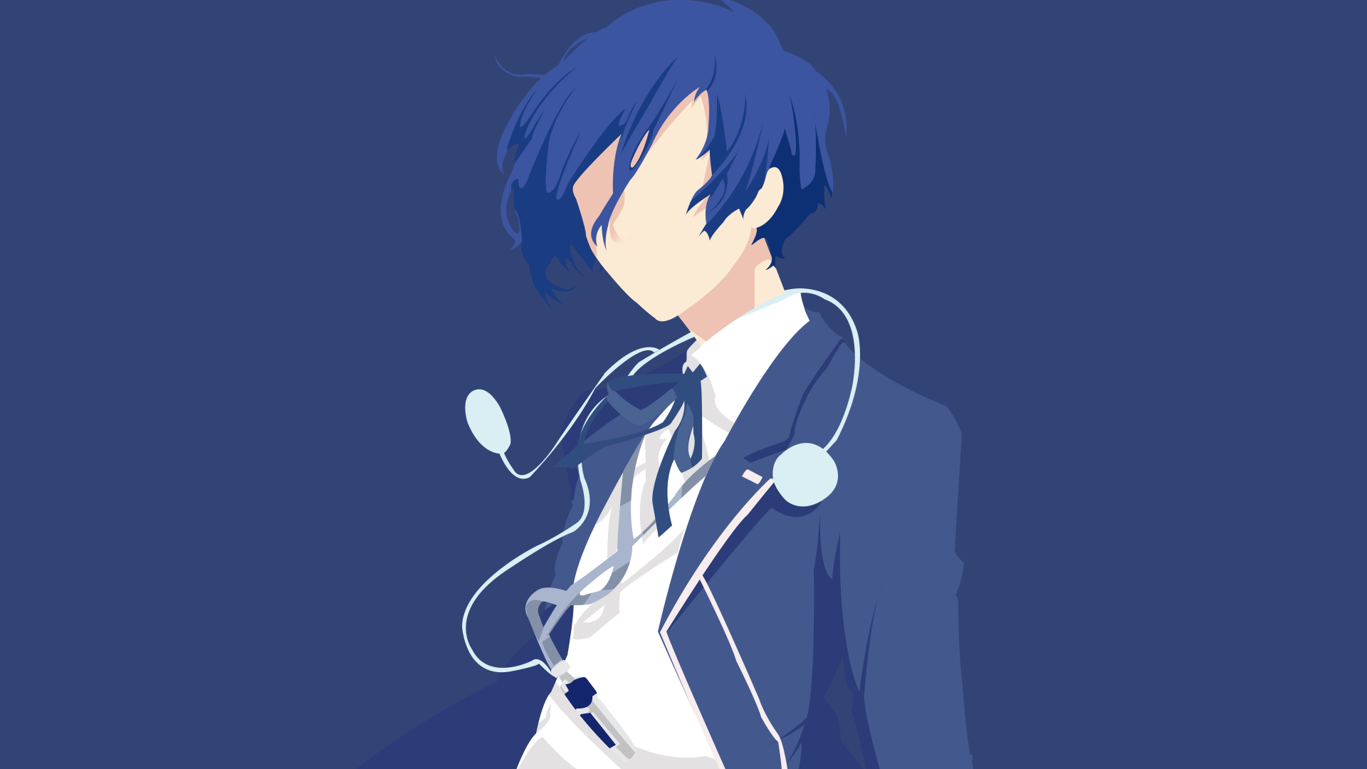 1920x1080 Persona 3 Yuuki Makoto Minimalism Anime Anime Boys Blue Blue Hair Persona Series Wallpaper:, Desktop