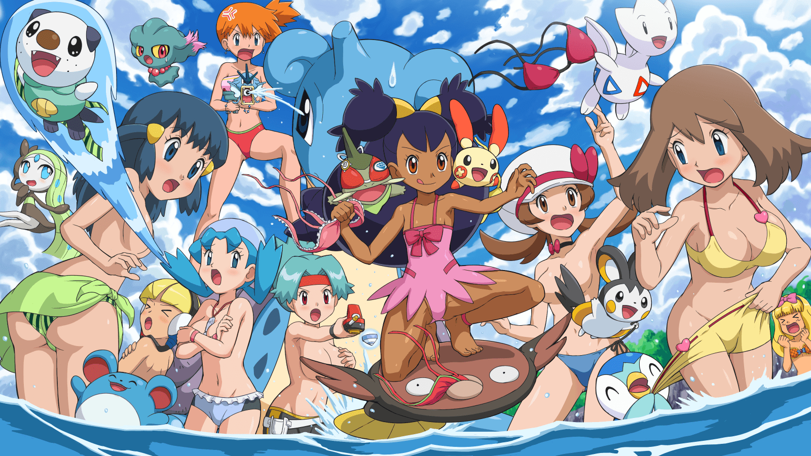 1600x900 axew, crystal, dent, emolga, gyarados, and others pokemon, pokemon, Desktop