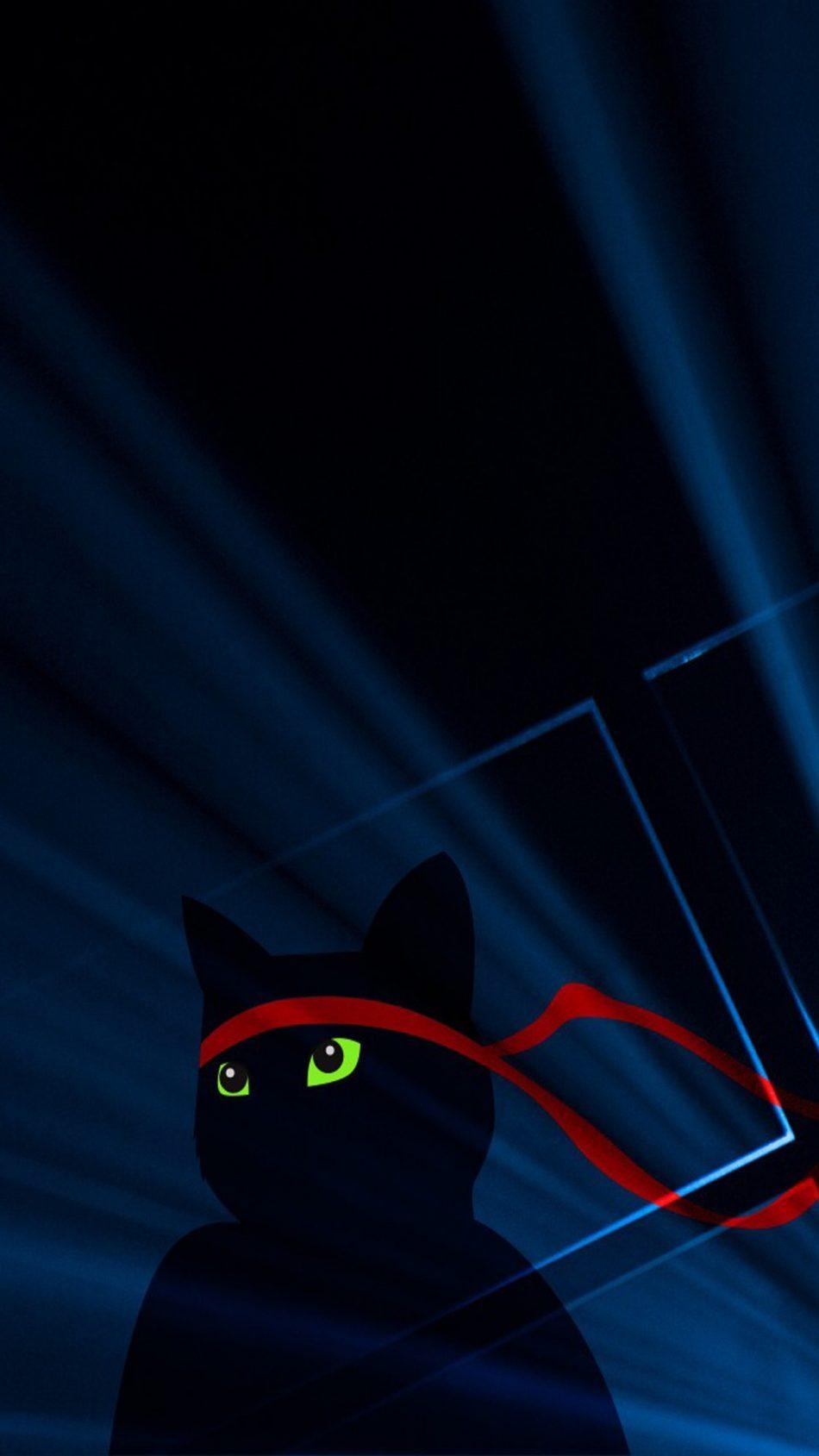 950x1690 Windows 10 Ninja Cat Dark 4K Ultra HD Mobile Wallpaper, Phone