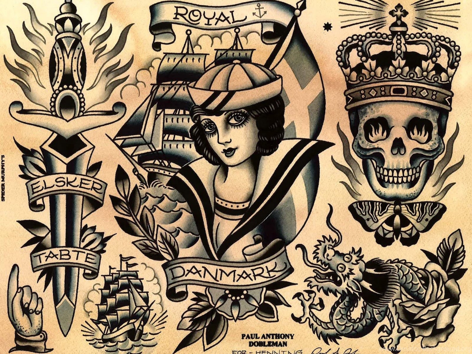 1600x1200 Other Wallpaper: Traditional Tattoo Flash Image Wallpaper Desktop Background, Desktop