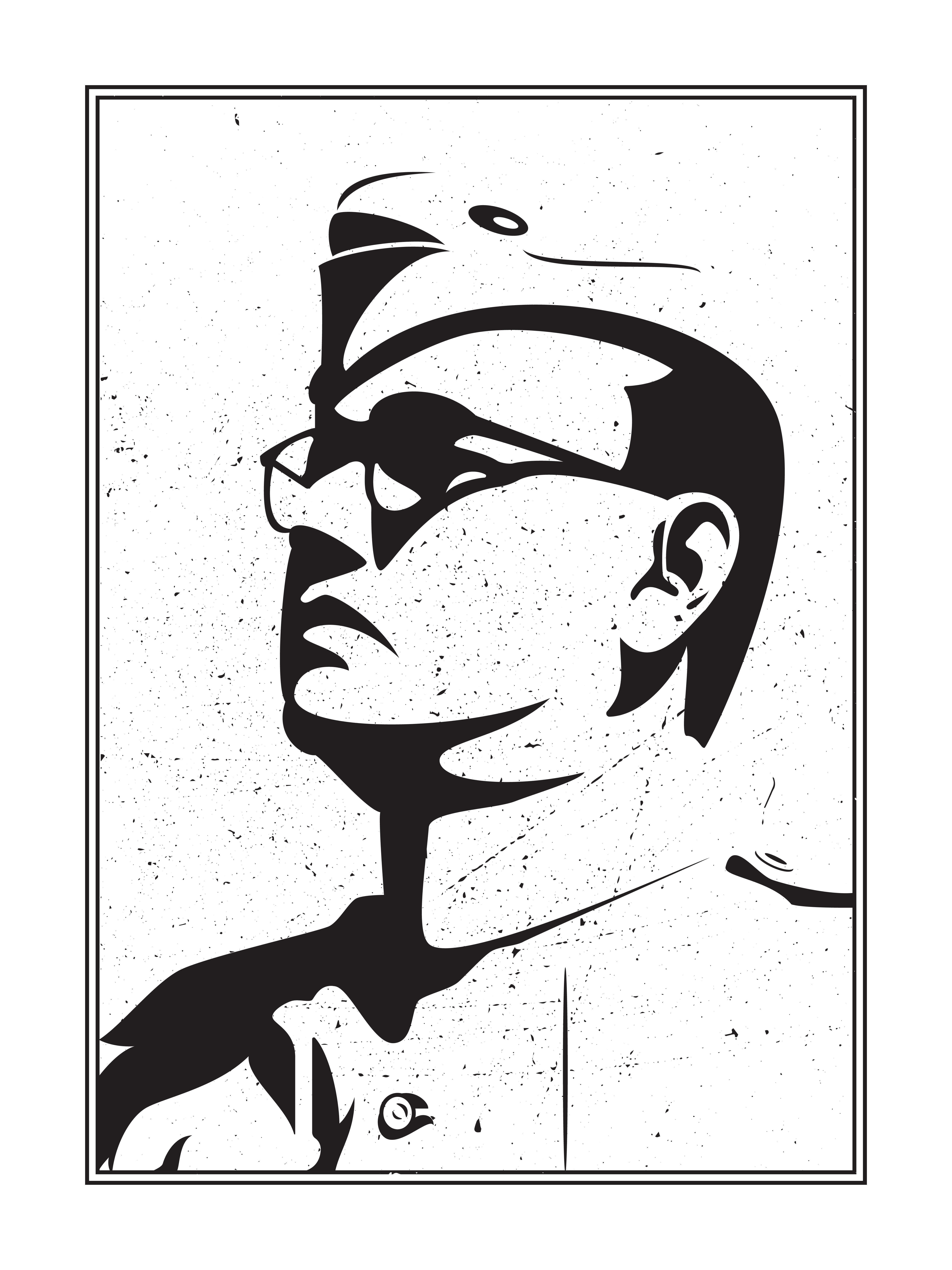 5000x6670 Netaji B & W Portraitd art drawing, Modern wall art canvas, Phone