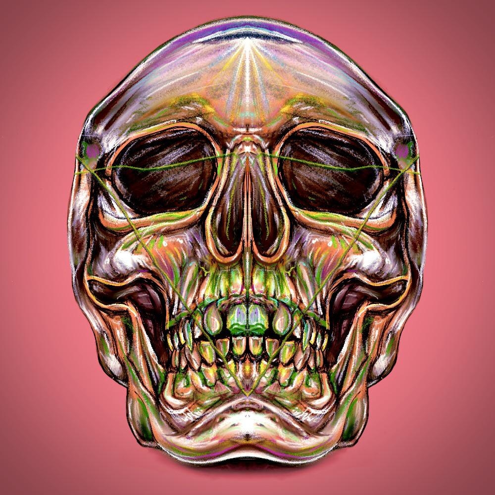 1000x1000 Trippy skull, me, digital, 2020, Phone