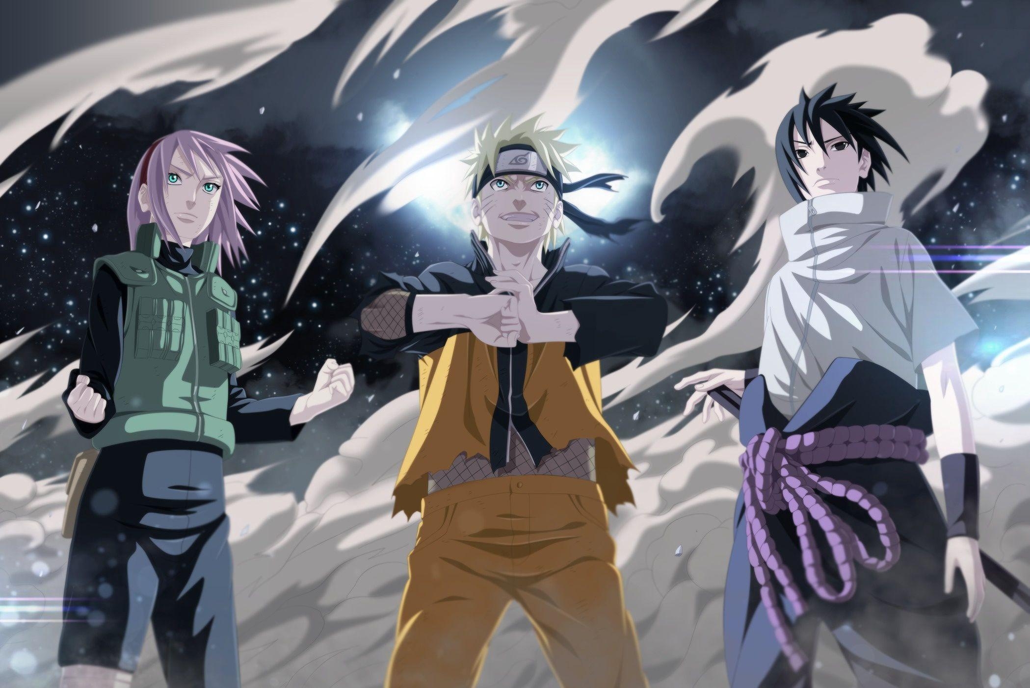 2100x1410 Sakura, Naruto and Sasuke (Night version) HD Wallpaper. Background, Desktop