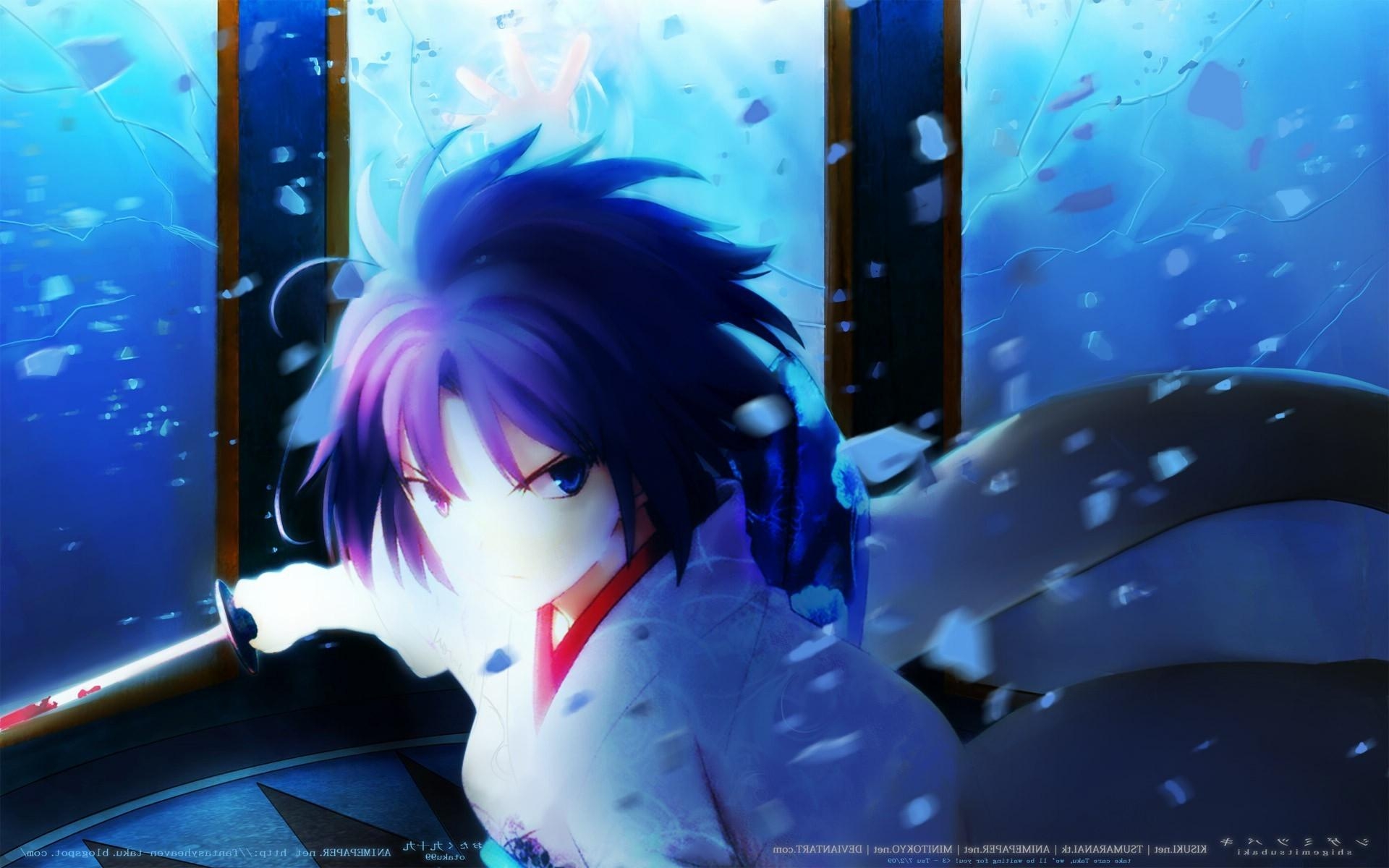 1920x1200 Wallpaper, anime girls, blue, underwater, Kara no Kyoukai, Ryougi, Desktop