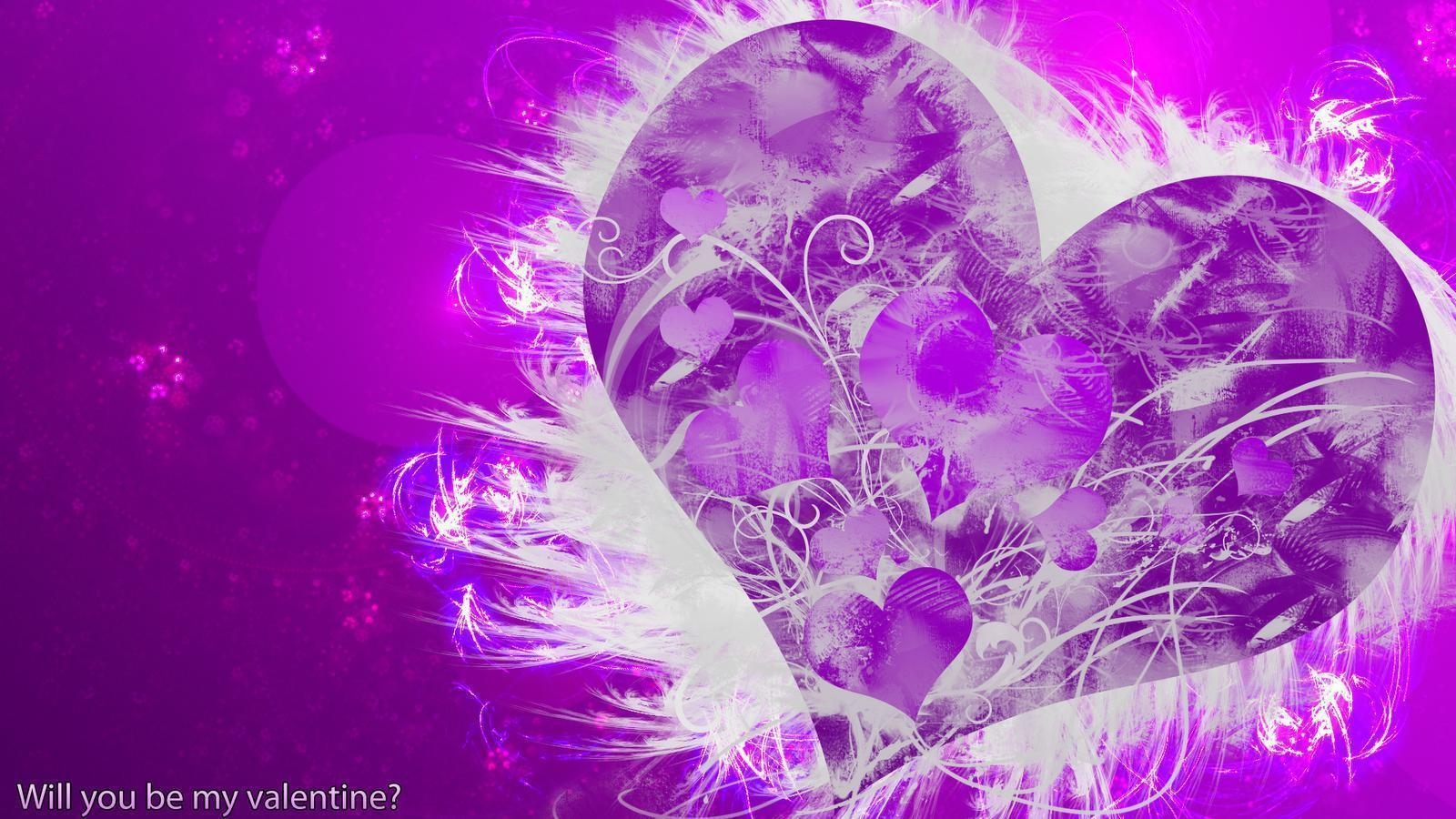 1600x900 Purple Love Heart Background, Desktop