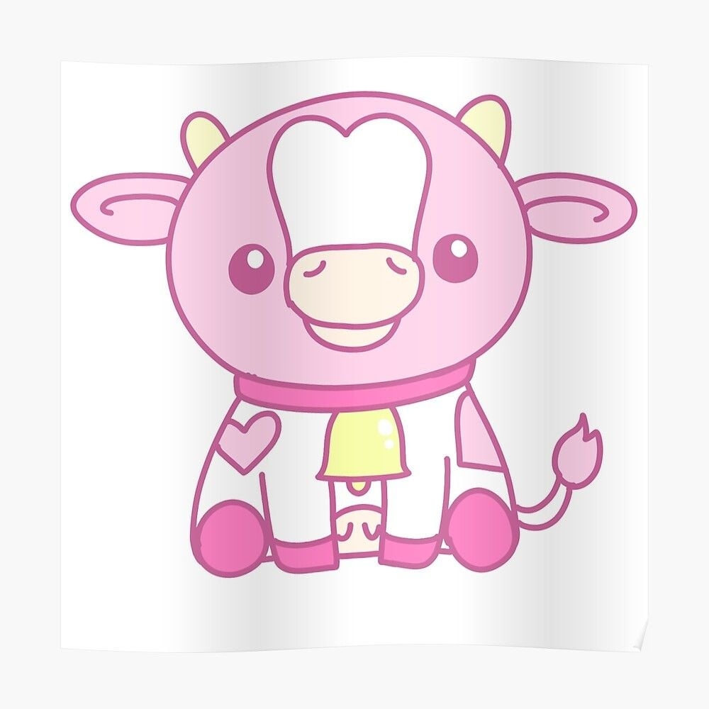 1000x1000 Strawberry Milk Kawaii Cow Floor Pillow, Phone