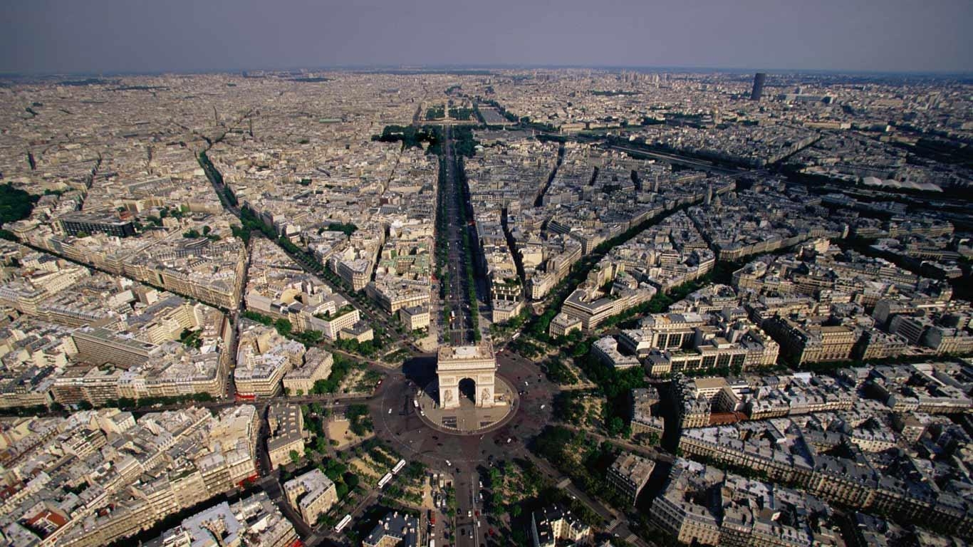 1370x770 Arc De Triomphe Aerial, Desktop