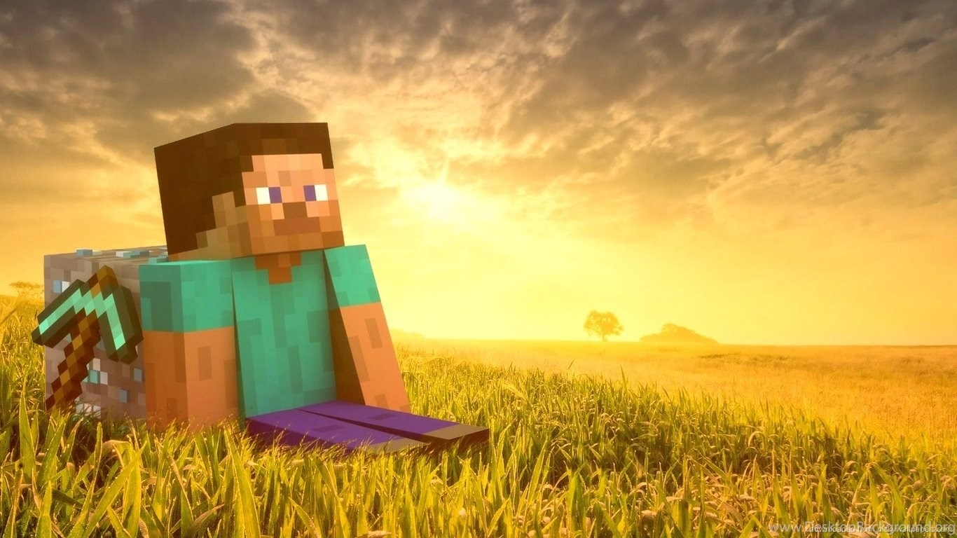 1370x770 Wallpaper X Minecraft Hero With A Diamond Block. Desktop Background, Desktop